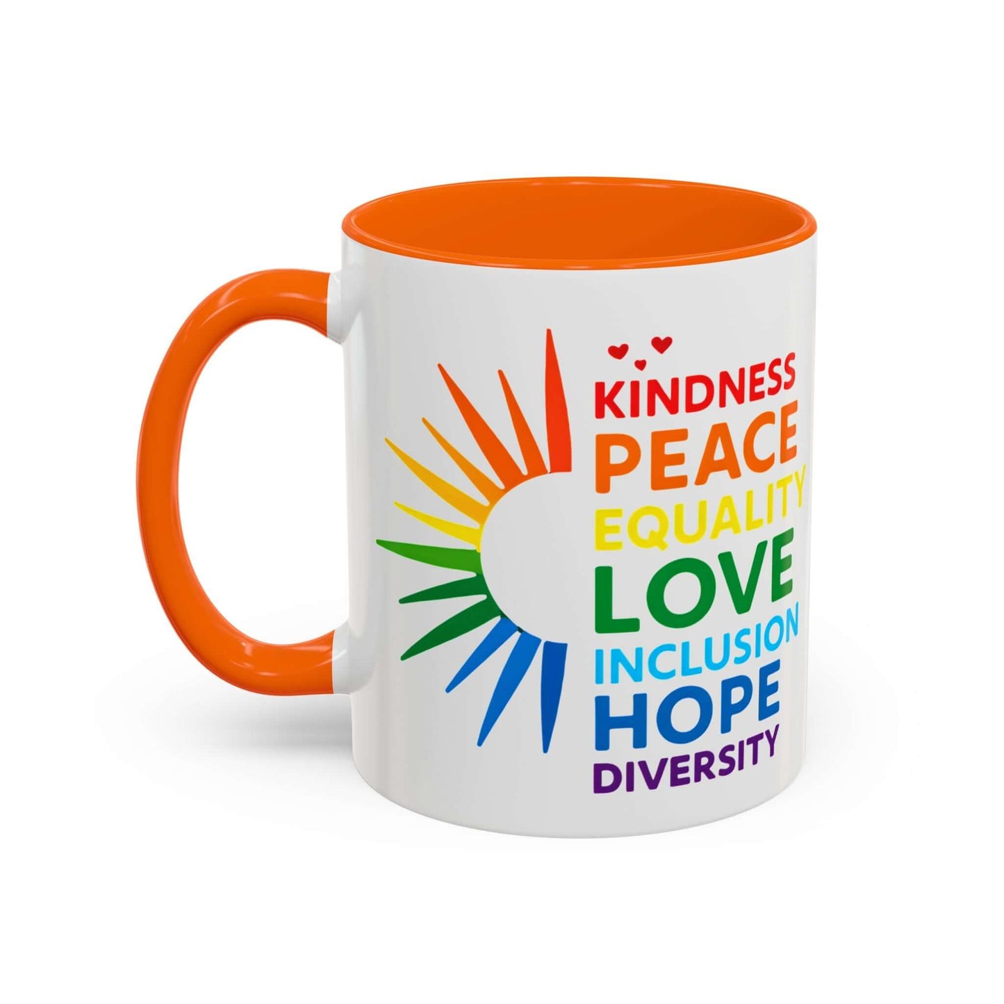 Colorful Affirmation Coffee Mug, Pride Month Mug, Kindness Love Peace, LGBT Mug, Gay Mug, Equal Rights Mug