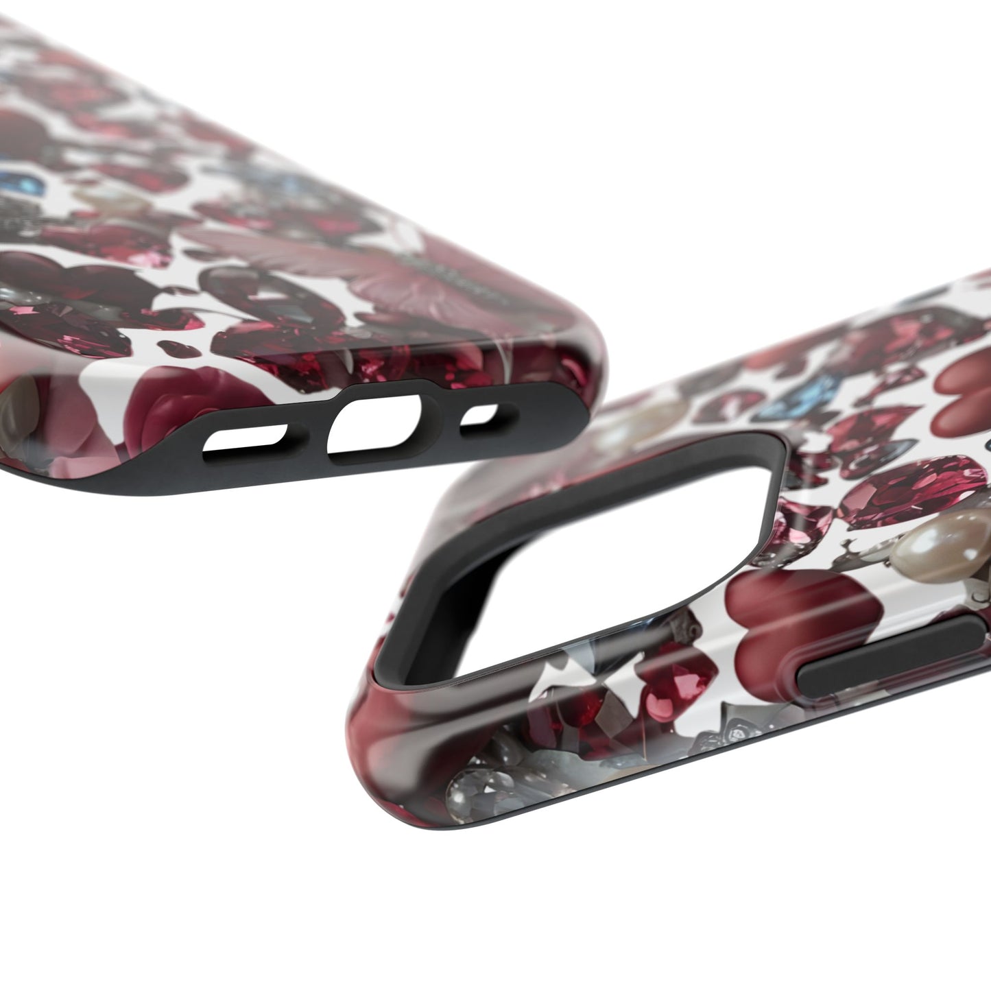 Romantic Floral Hearts Magnetic Tough iPhone Case - Durable Phone Case for Gifts, Valentine's Day, Birthday, Anniversary, Cute Accessories