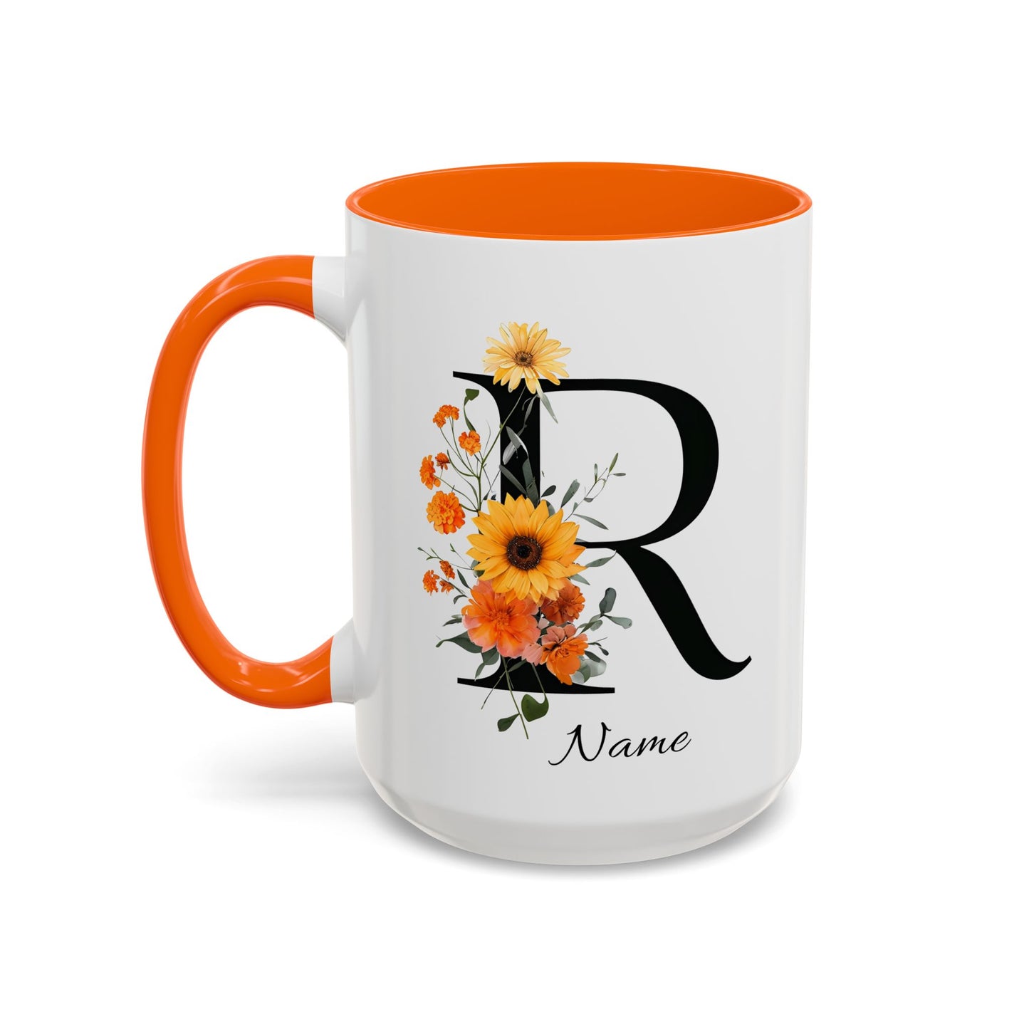 Personalized Floral Monogram - Letter R - Elegant Accent Coffee Mug – Personalized Mothers Day Gift