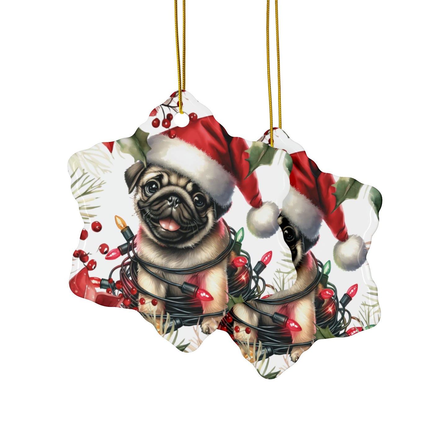 Pug Holiday Ornaments, Christmas Ornament, Pug Lover Gift, Pug Gift, Dog Owner Gift, Dog Mom Gift, Pug Dog, Christmas Gift