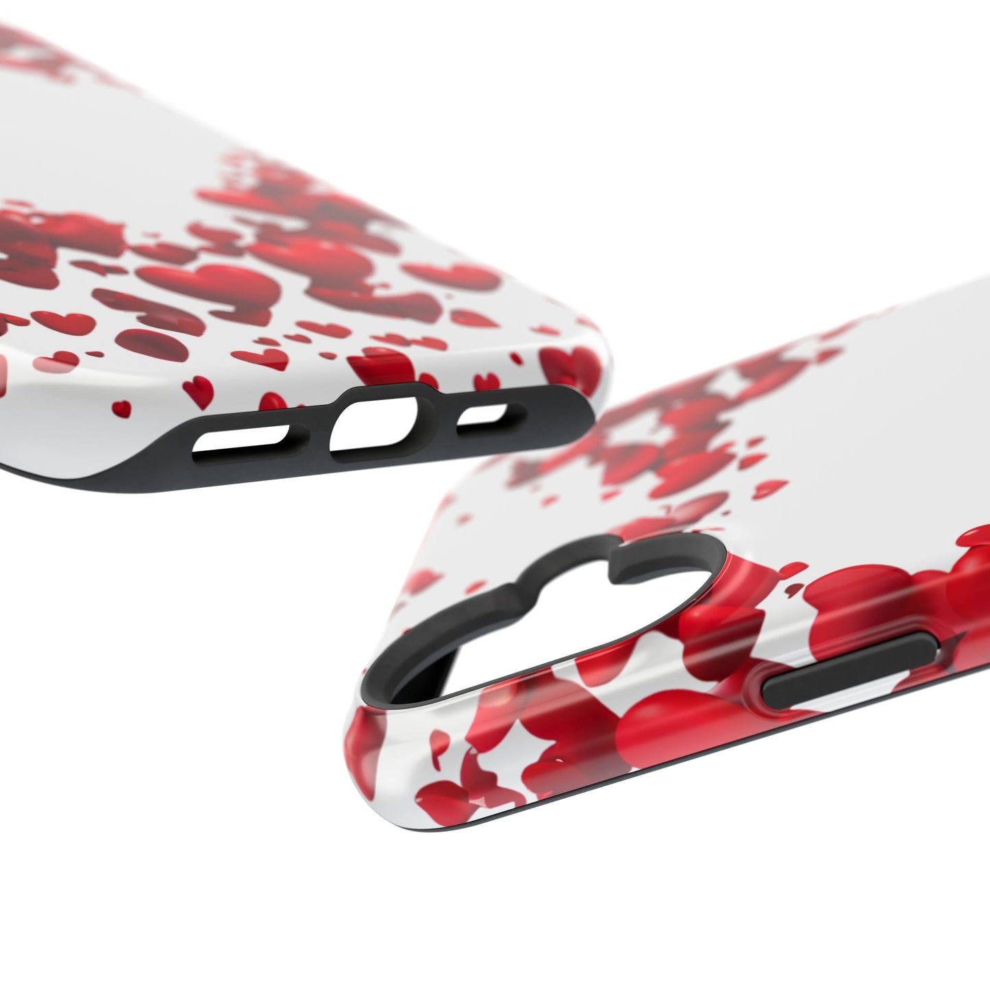 Heart-Shaped Heart Motif Magnetic Tough iPhone Case, Love Themed Phone Cover, Valentine's Day Gift, Romantic Phone Case