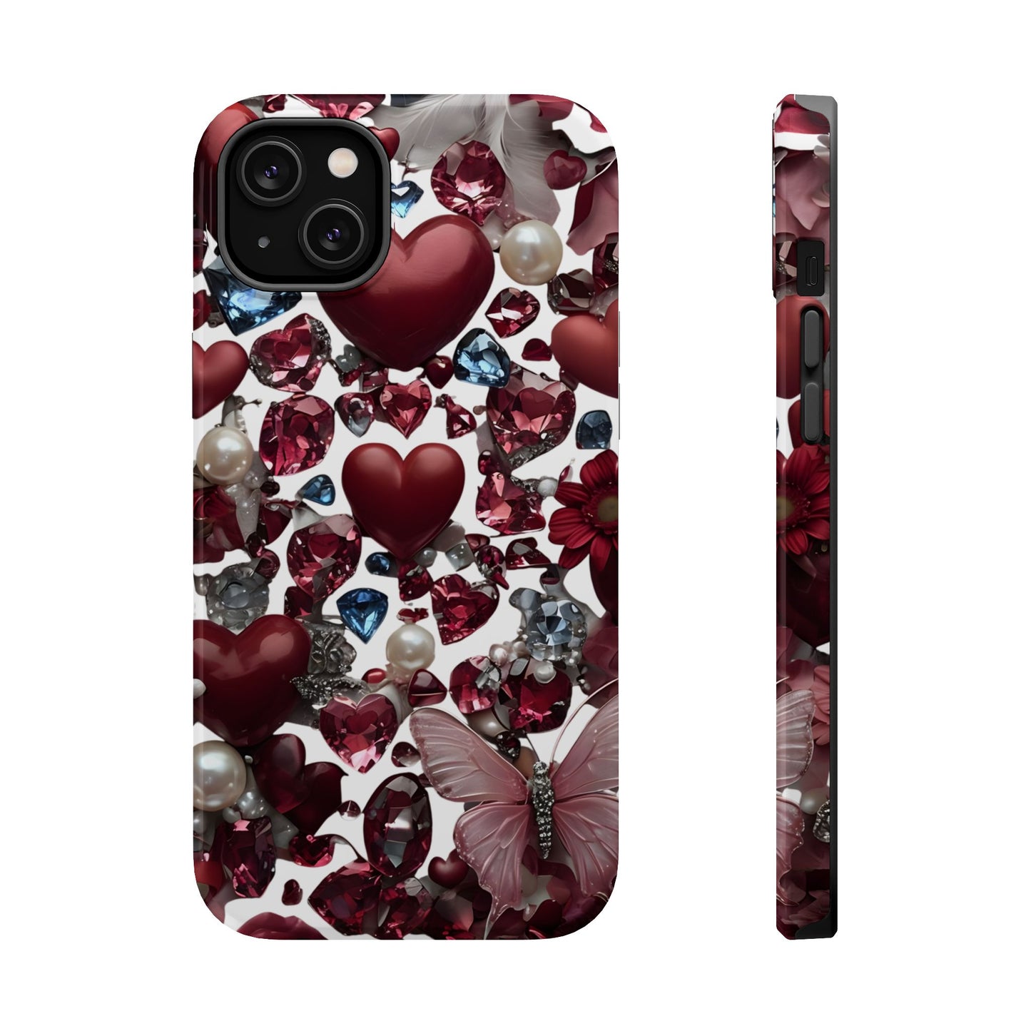 Romantic Floral Hearts Magnetic Tough iPhone Case - Durable Phone Case for Gifts, Valentine's Day, Birthday, Anniversary, Cute Accessories