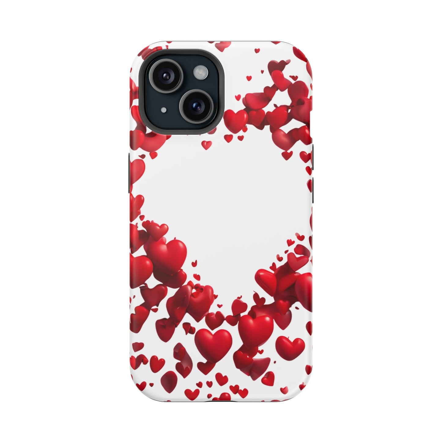 Heart-Shaped Heart Motif Magnetic Tough iPhone Case, Love Themed Phone Cover, Valentine's Day Gift, Romantic Phone Case
