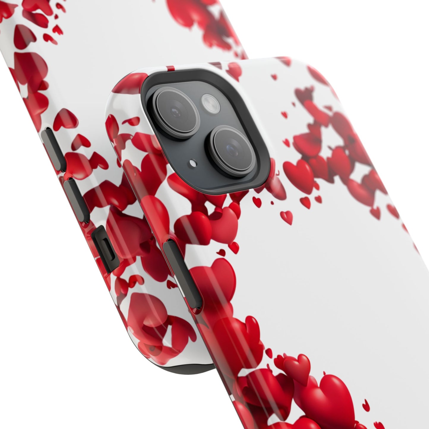 Heart-Shaped Heart Motif Magnetic Tough iPhone Case, Love Themed Phone Cover, Valentine's Day Gift, Romantic Phone Case