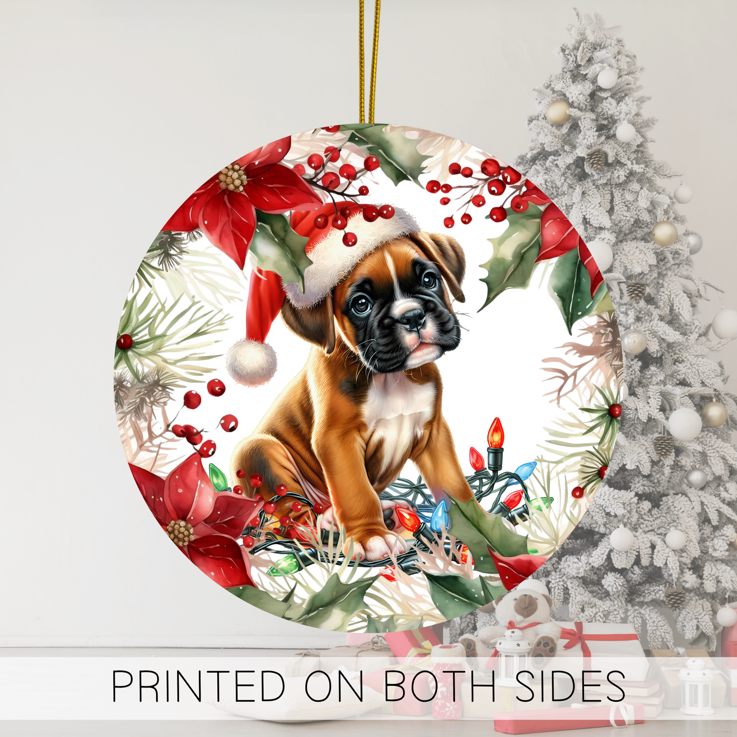 Boxer Holiday Ornaments, New Puppy Gift, Ceramic Ornament, Dog Remembrance, Christmas Ornament, Xmas Tree Ornament
