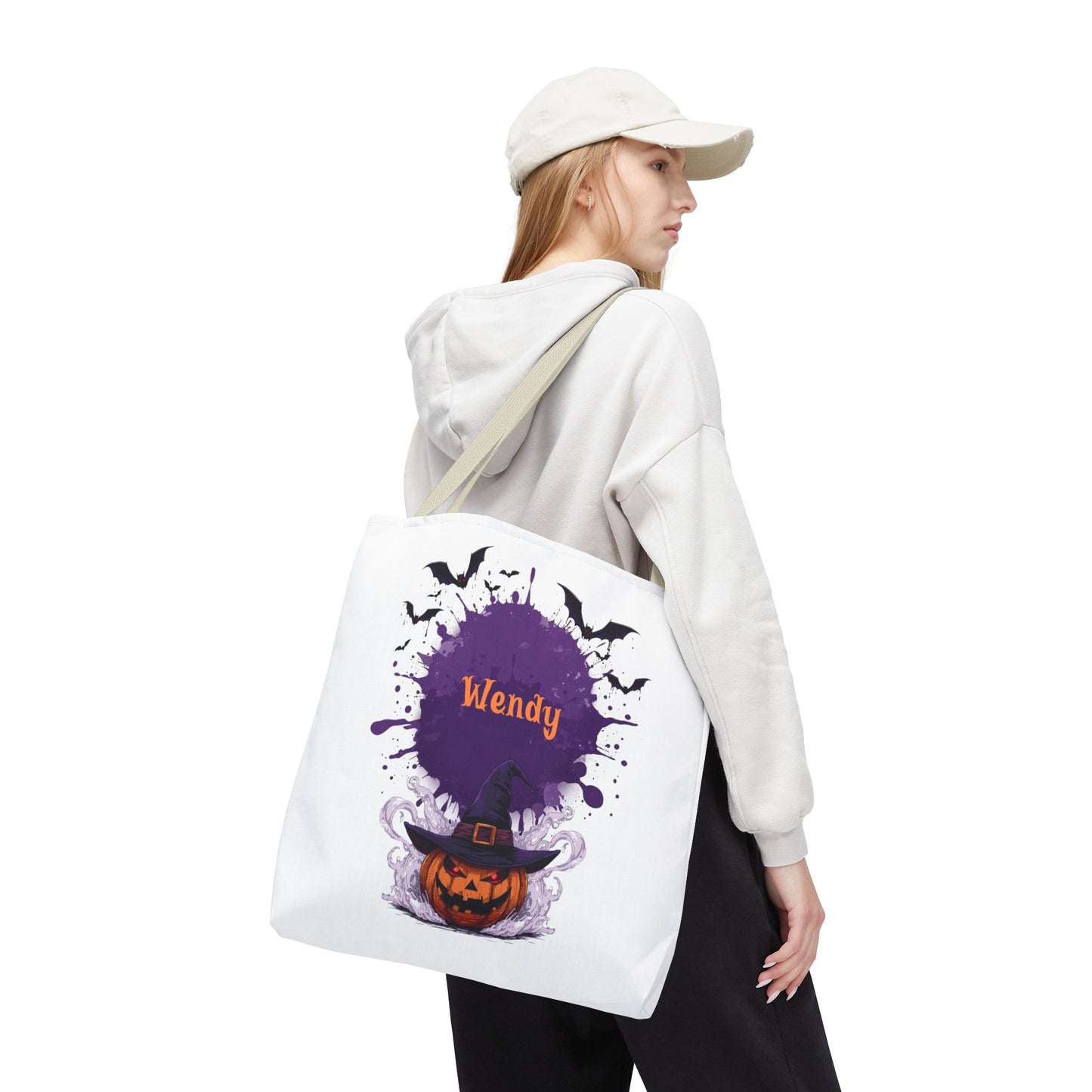 Custom Kids Halloween Trick or Treat Bag – Personalized Pumpkin Witch Hat Candy Tote – Children’s Halloween Gift, Reusable Candy Bag