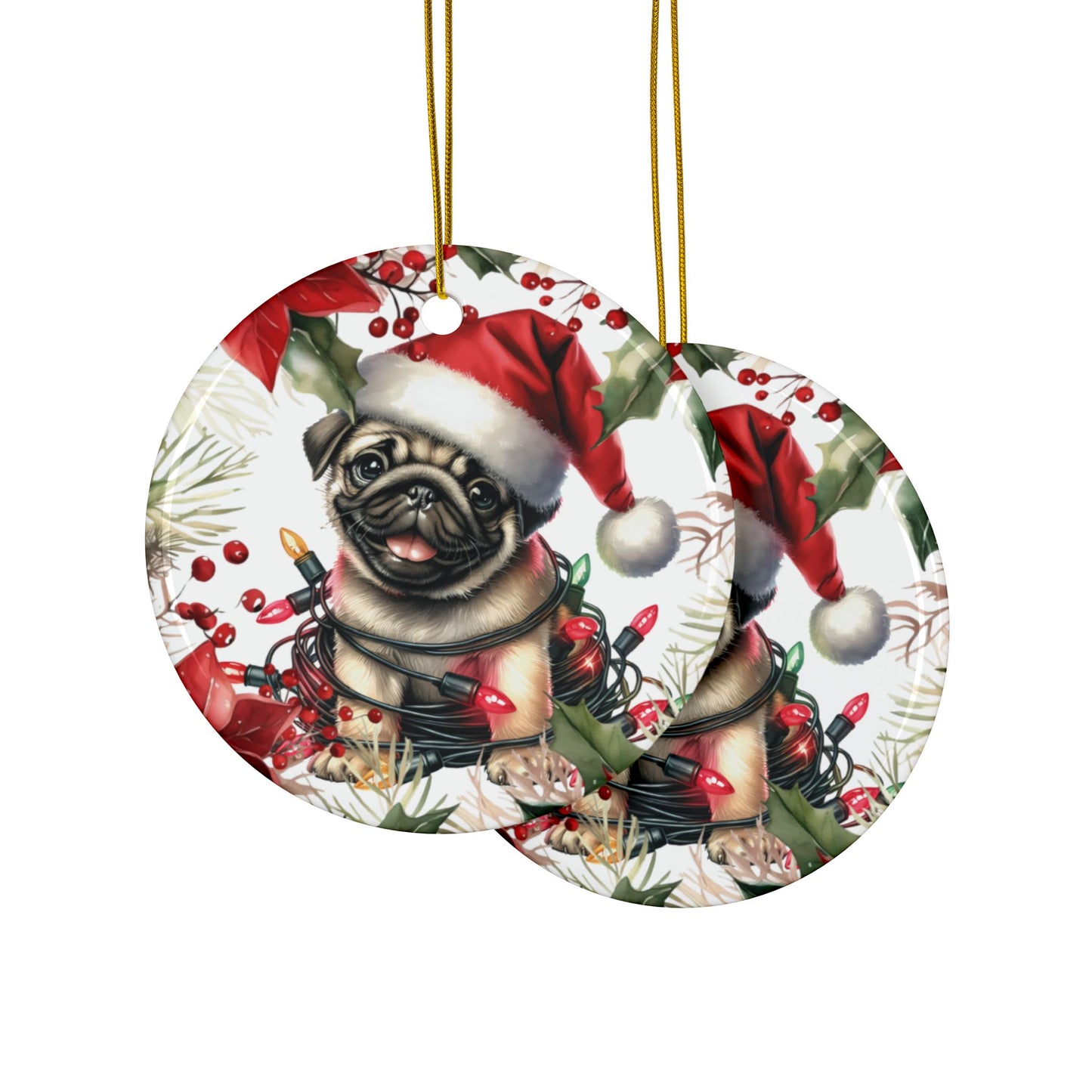 Pug Holiday Ornaments, Christmas Ornament, Pug Lover Gift, Pug Gift, Dog Owner Gift, Dog Mom Gift, Pug Dog, Christmas Gift