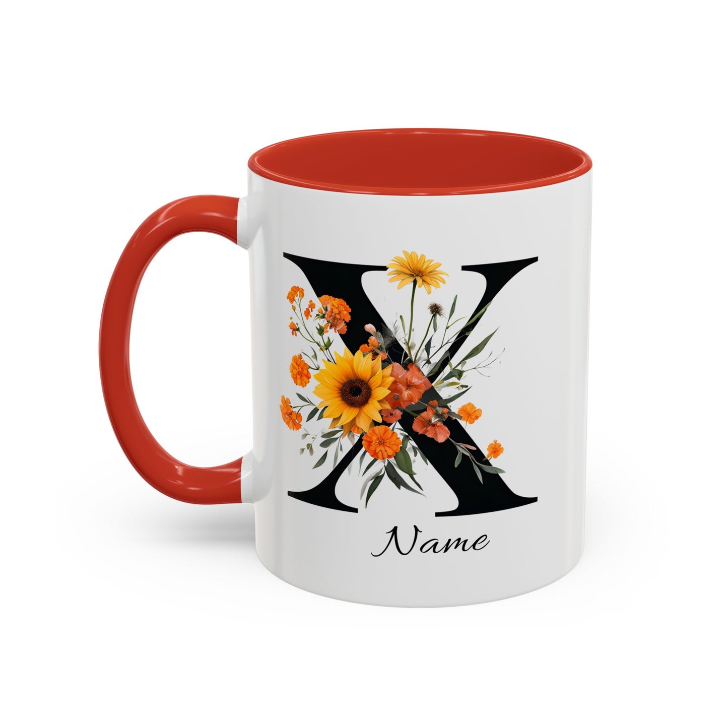 Personalized Floral Monogram - Letter X - Elegant Accent Coffee Mug – Personalized Mothers Day Gift