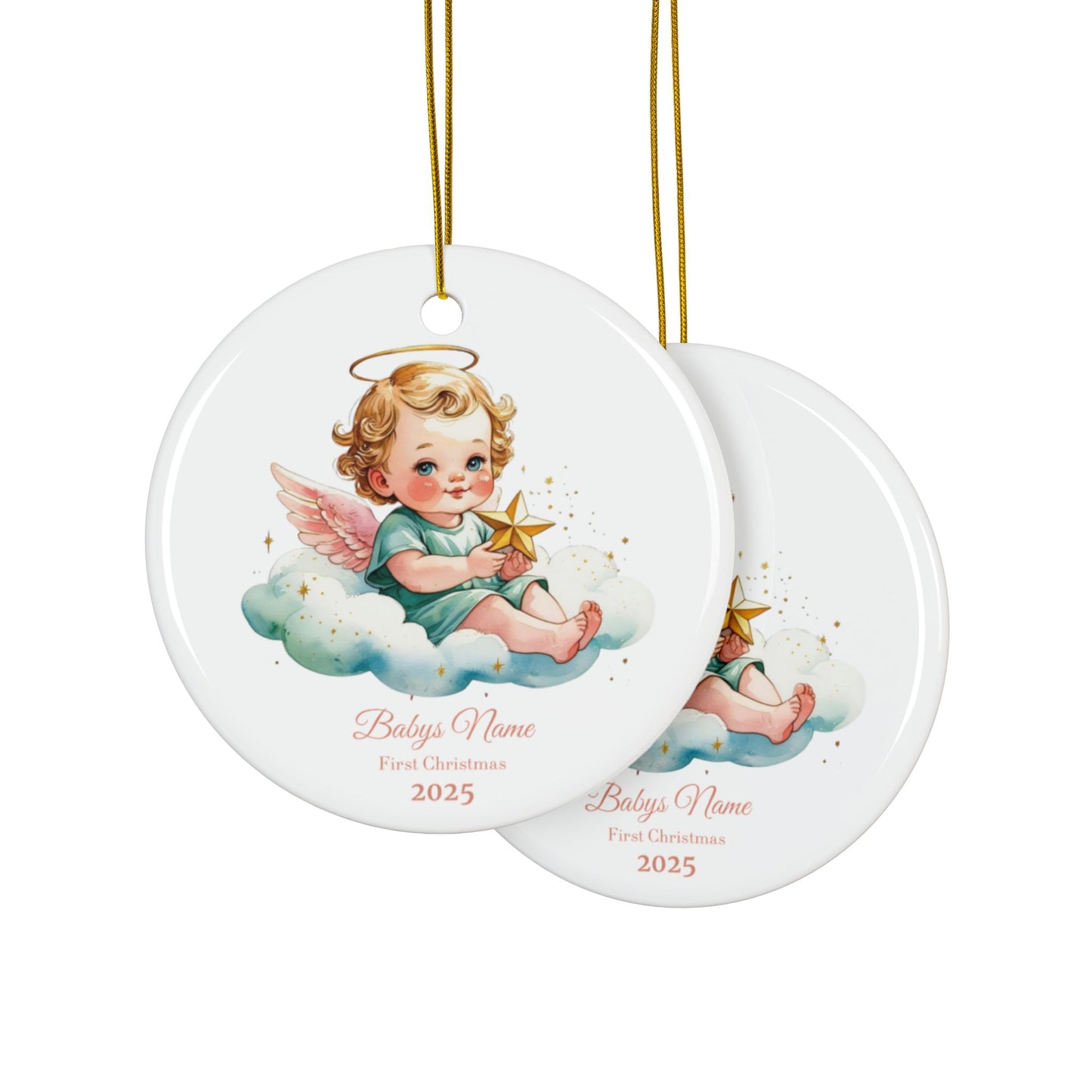 Custom Baby’s First Christmas Ornament 2025 – Personalized Angel Baby Keepsake – Baby Name Ornament, New Parent Gift, Family Tree