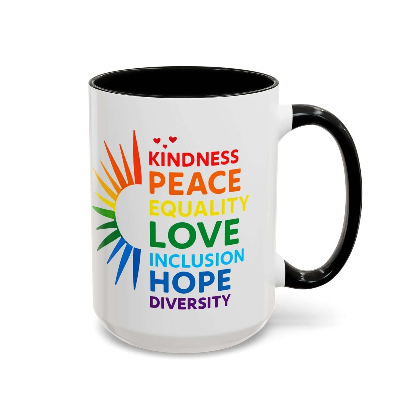 Colorful Affirmation Coffee Mug, Pride Month Mug, Kindness Love Peace, LGBT Mug, Gay Mug, Equal Rights Mug