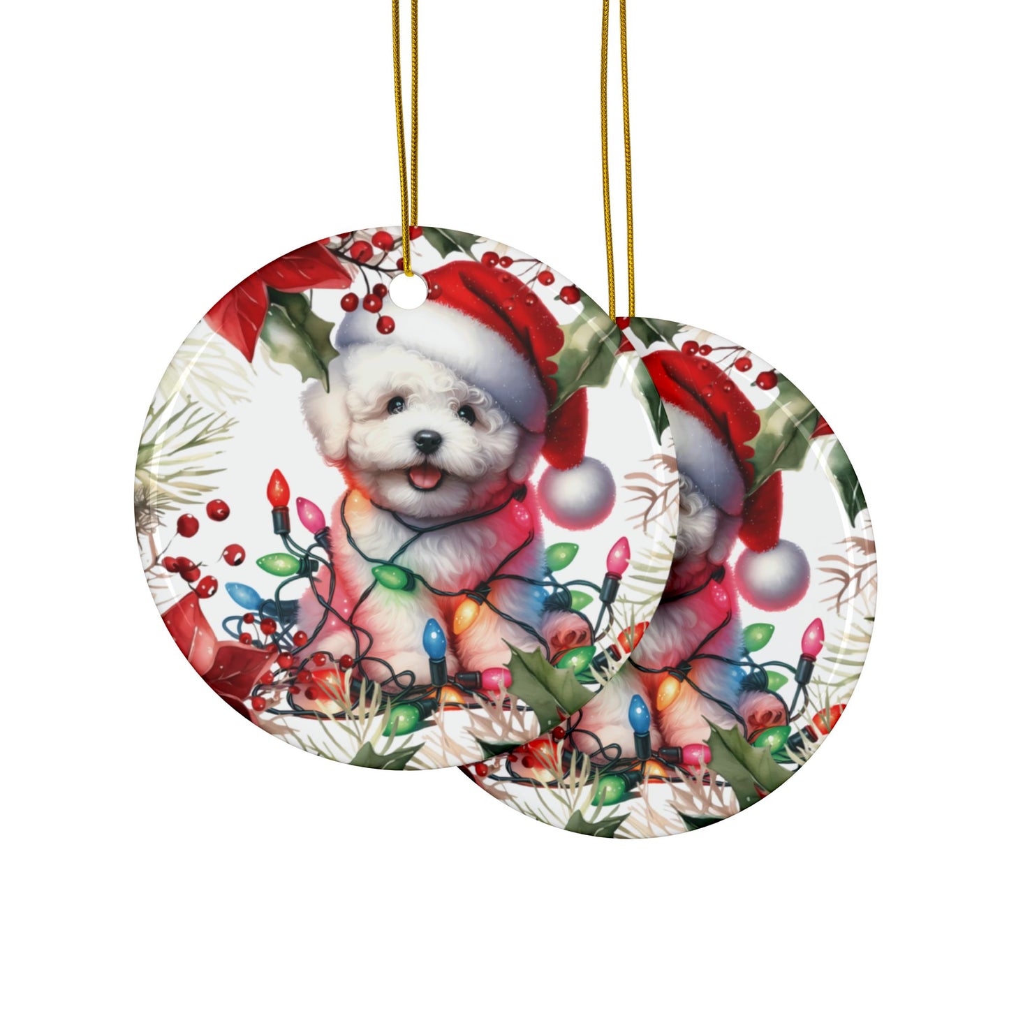 Bichon Puppy Holiday Ornament, Bichon Frise Dog Decoration, Bichon Frise Gift, Bichon Puppies Keepsake