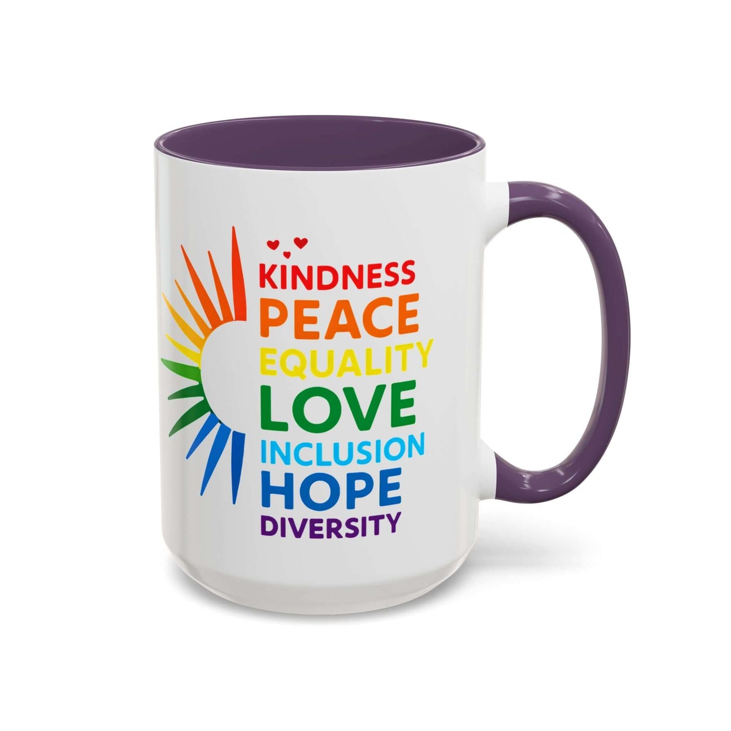 Colorful Affirmation Coffee Mug, Pride Month Mug, Kindness Love Peace, LGBT Mug, Gay Mug, Equal Rights Mug