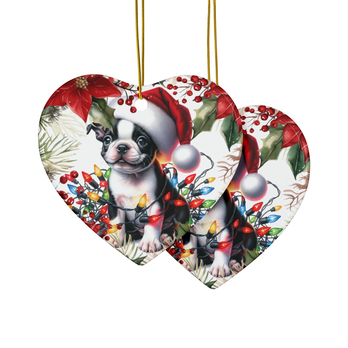 Boston Terrier Holiday Ornaments, Cute Boston Terrier, Boston Terrier Art, New Puppy Gift, Boston Terrier Dog
