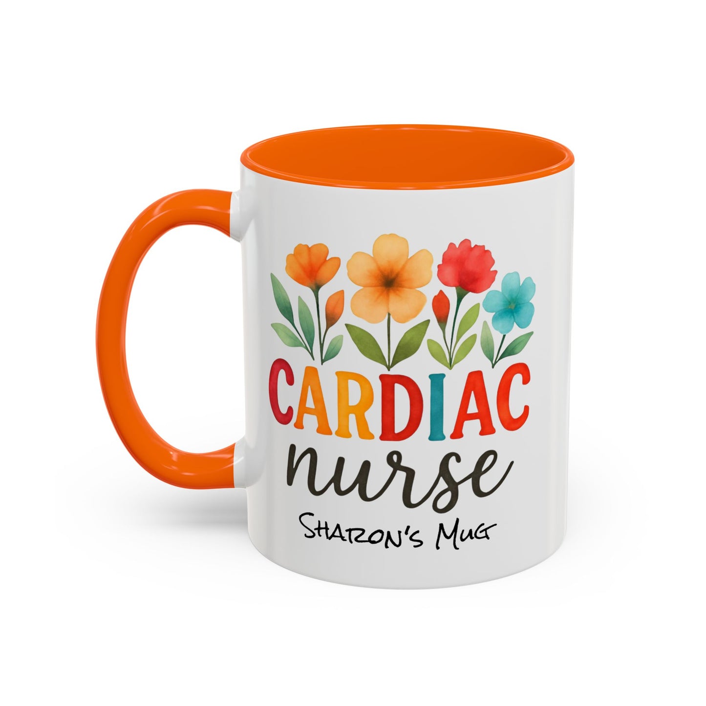 Cardiac Nurse Floral Watercolor Accent Coffee Mug, CVICU Nurse Mug, Cardiac Nurse Gifts, Cardiac ICU Nurse