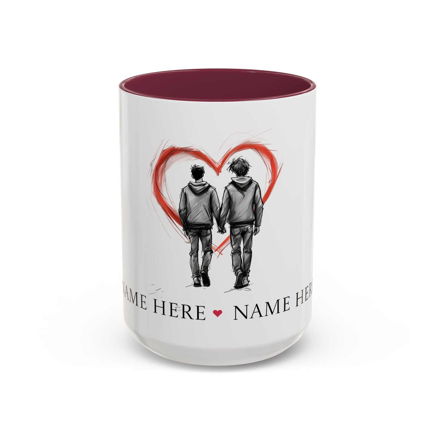 Personalized Gay Couple Coffee Mug, Custom LGBTQ Gift, Same Sex Wedding, Anniversary, Valentines Day Gift for Boyfriend or Husband