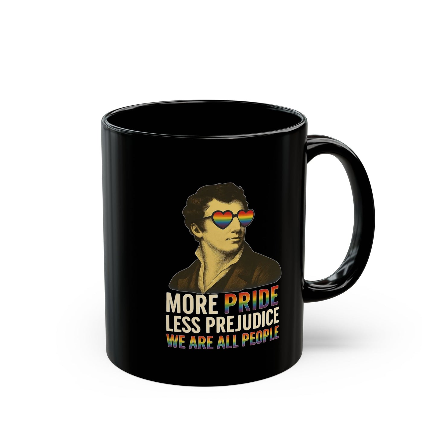 Pride Month Black Mug, More Pride Less Prejudice, 11oz & 15oz, LGBT Mug, Equal Rights Mug, Bisexual Queer Mug