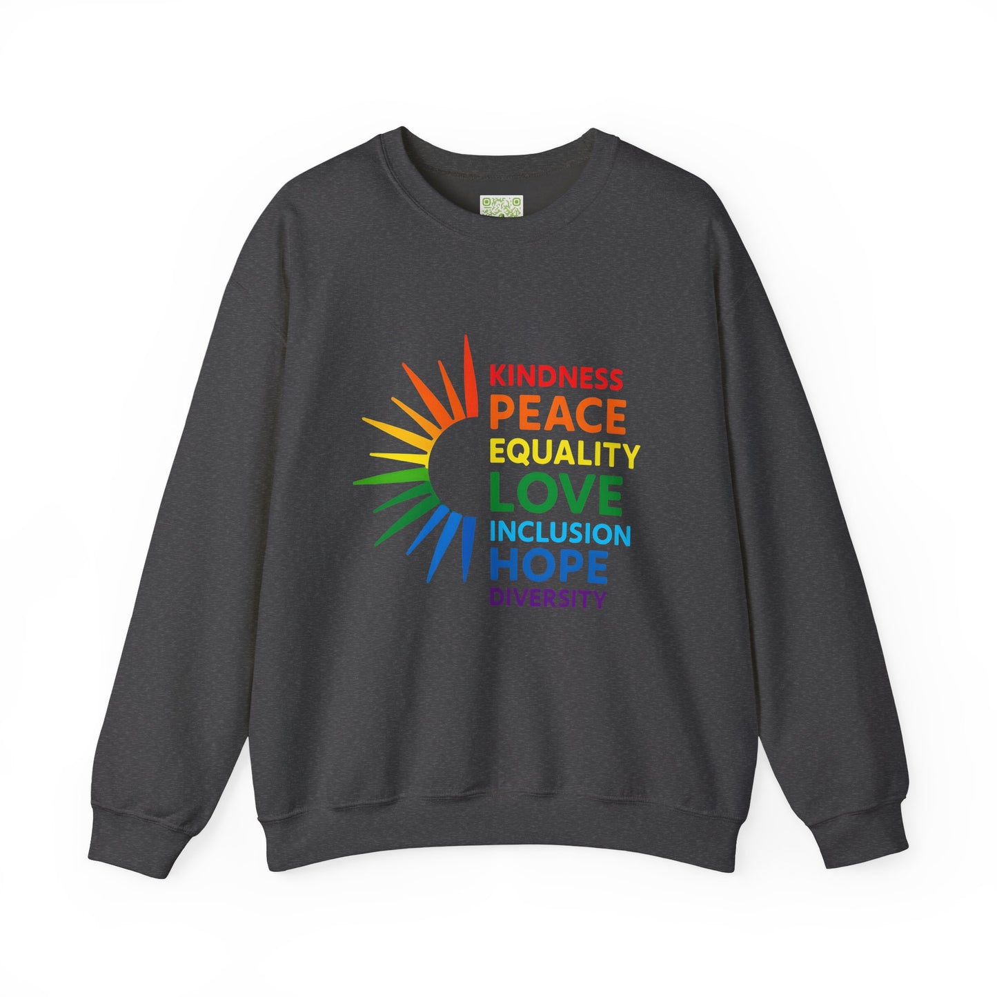 Pride Crewneck Sweatshirt, LGBTQ Sweatshirt, Kindness Peace Equality, Pride 2025, Pride Month Tee, Gay Rights, Inclusion Hope Diversity
