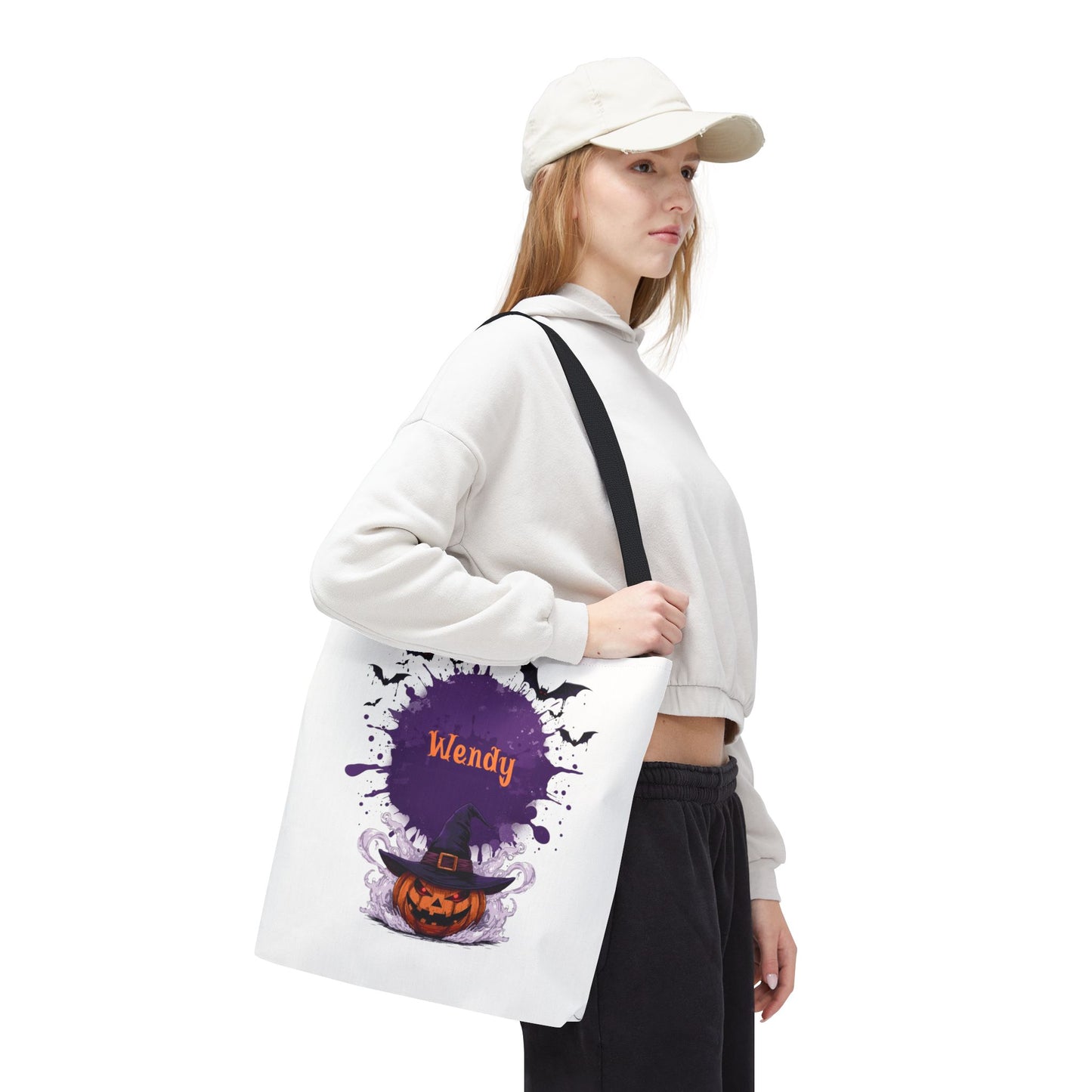 Custom Kids Halloween Trick or Treat Bag – Personalized Pumpkin Witch Hat Candy Tote – Children’s Halloween Gift, Reusable Candy Bag