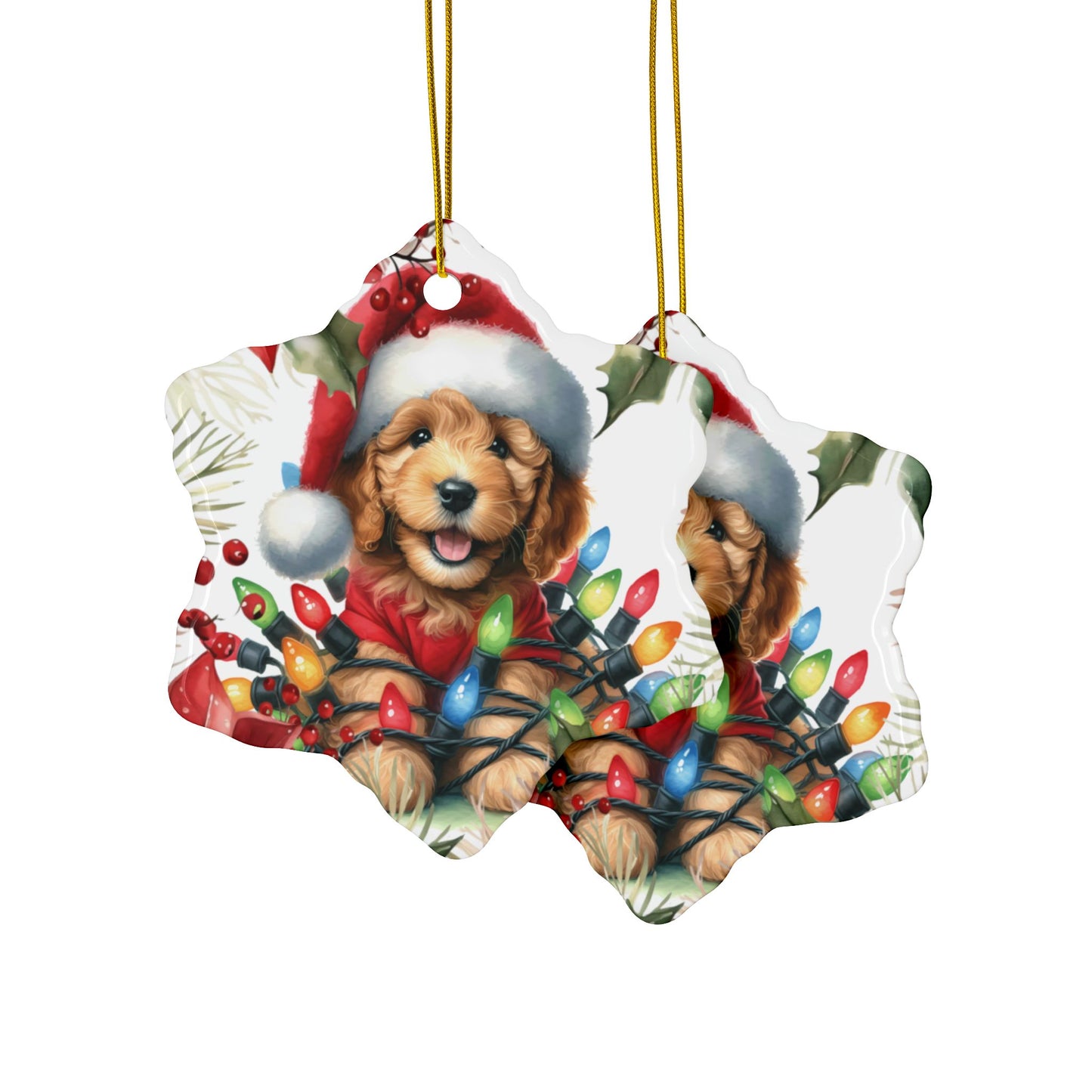 Doodle Holiday Ornaments, Golden Doodle Art, Goldendoodle Gift, Dog Owner Gift, Gift for Dog Lovers, Dog Decor