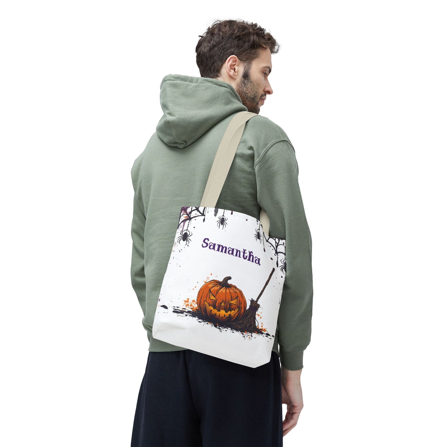 Custom Kids Halloween Trick or Treat Bag – Personalized Pumpkin Candy Tote Sack – Children’s Halloween Gift, Reusable Candy Bag