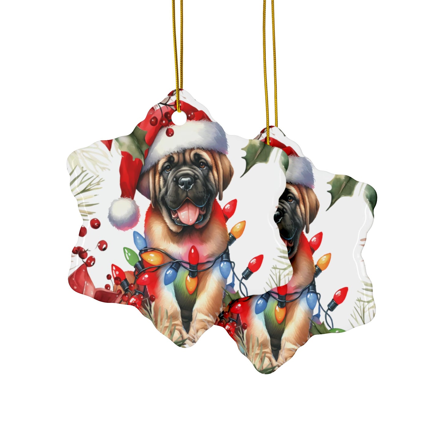 English Mastiff Holiday Ornaments, Mastiff Dog Christmas Ornament, Custom Dog Ornament, Gifts for Dog Lovers