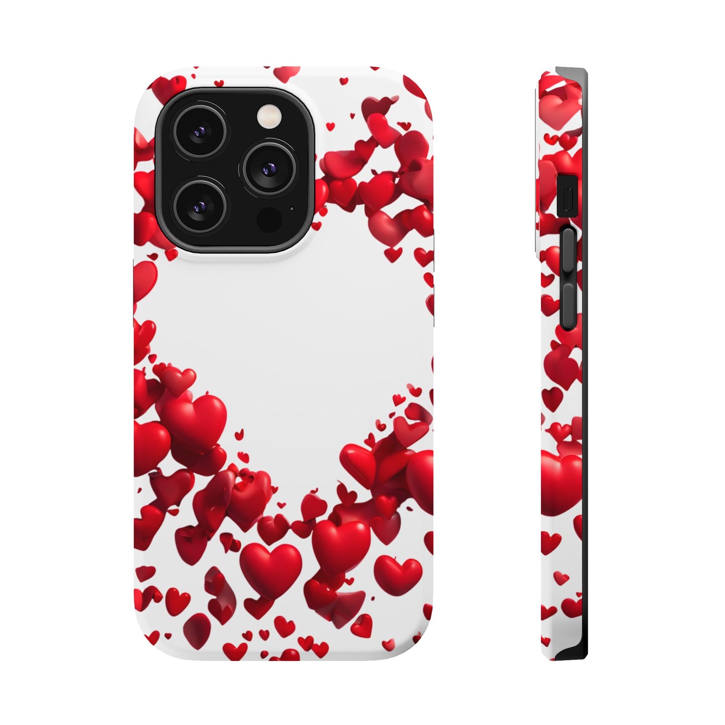 Heart-Shaped Heart Motif Magnetic Tough iPhone Case, Love Themed Phone Cover, Valentine's Day Gift, Romantic Phone Case