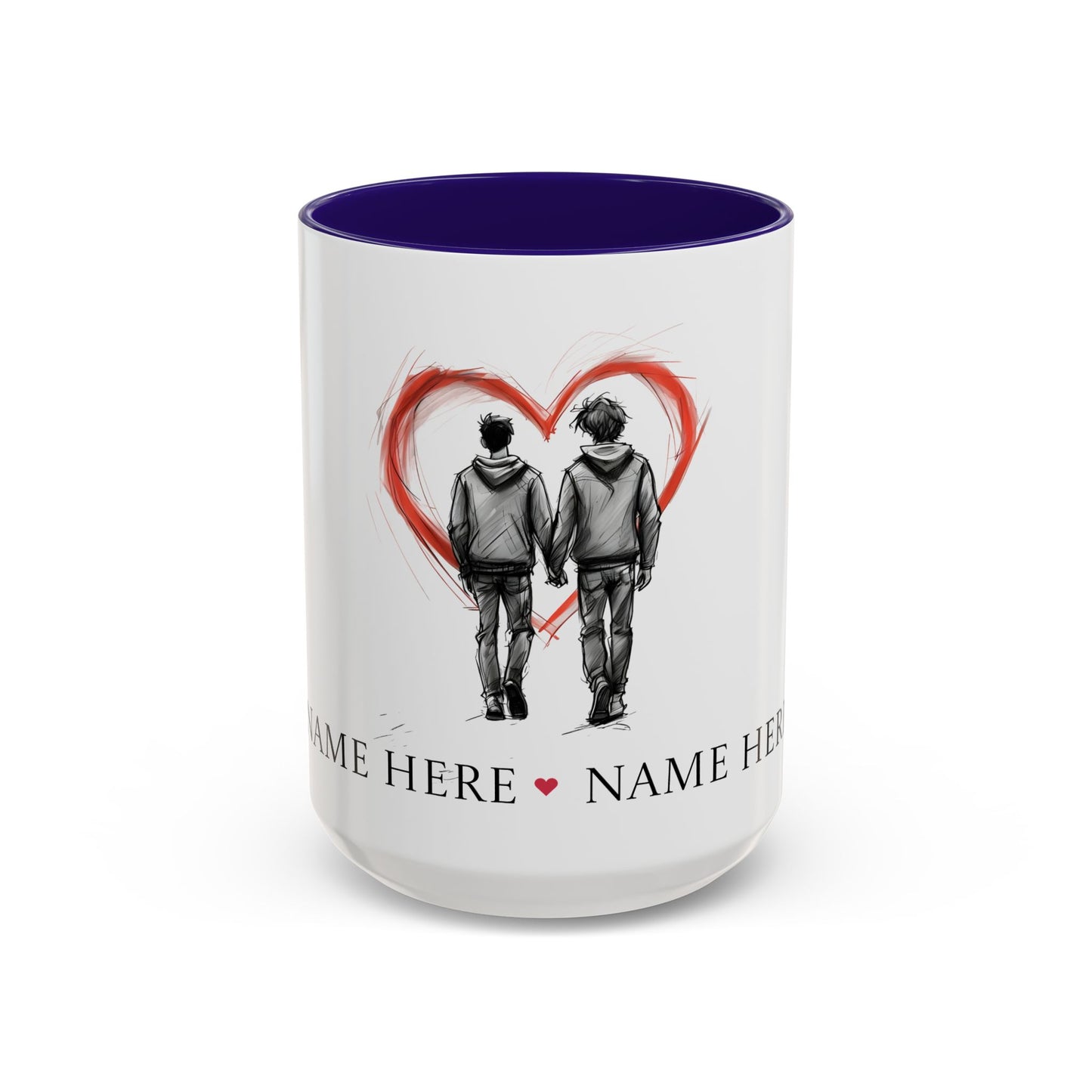 Personalized Gay Couple Coffee Mug, Custom LGBTQ Gift, Same Sex Wedding, Anniversary, Valentines Day Gift for Boyfriend or Husband
