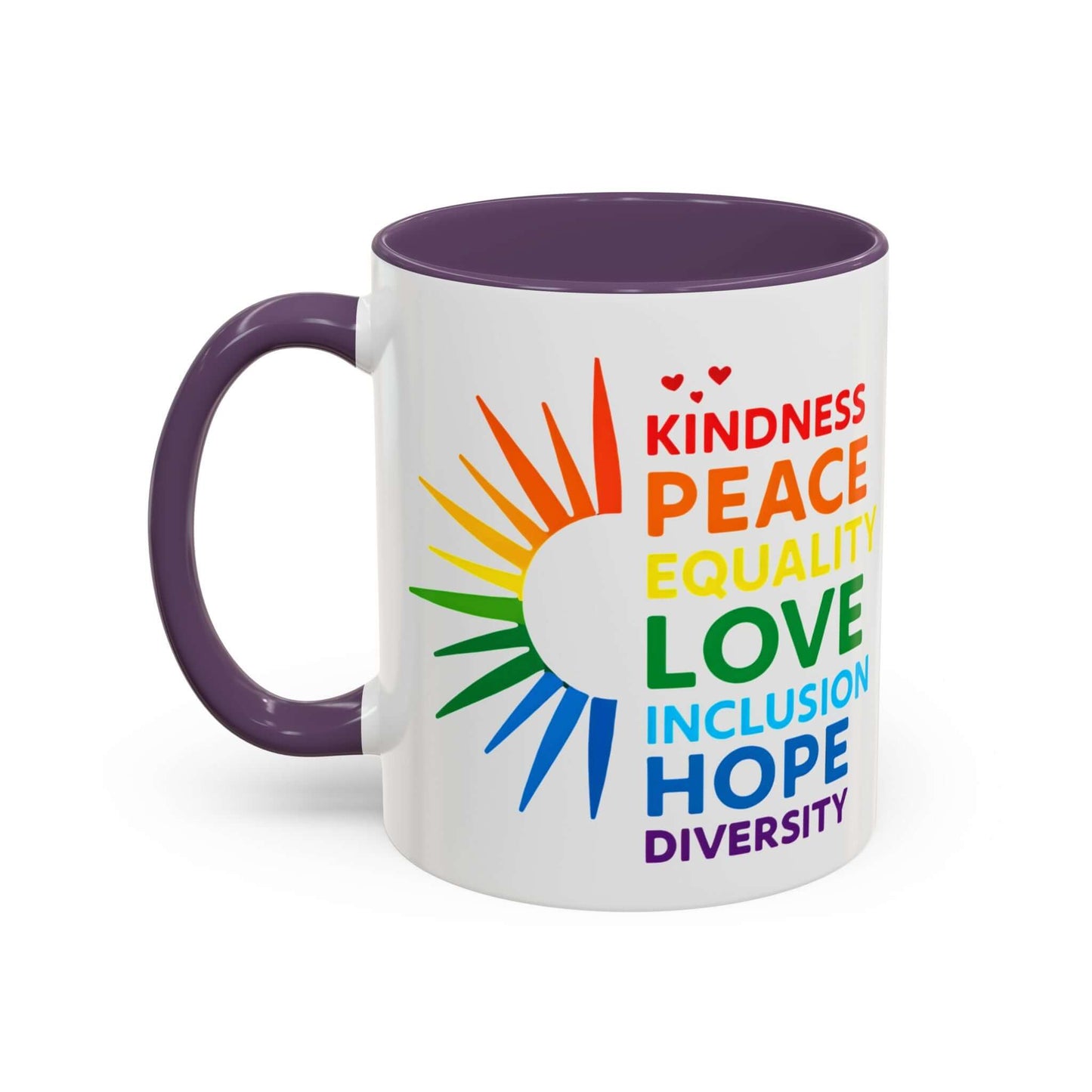 Colorful Affirmation Coffee Mug, Pride Month Mug, Kindness Love Peace, LGBT Mug, Gay Mug, Equal Rights Mug