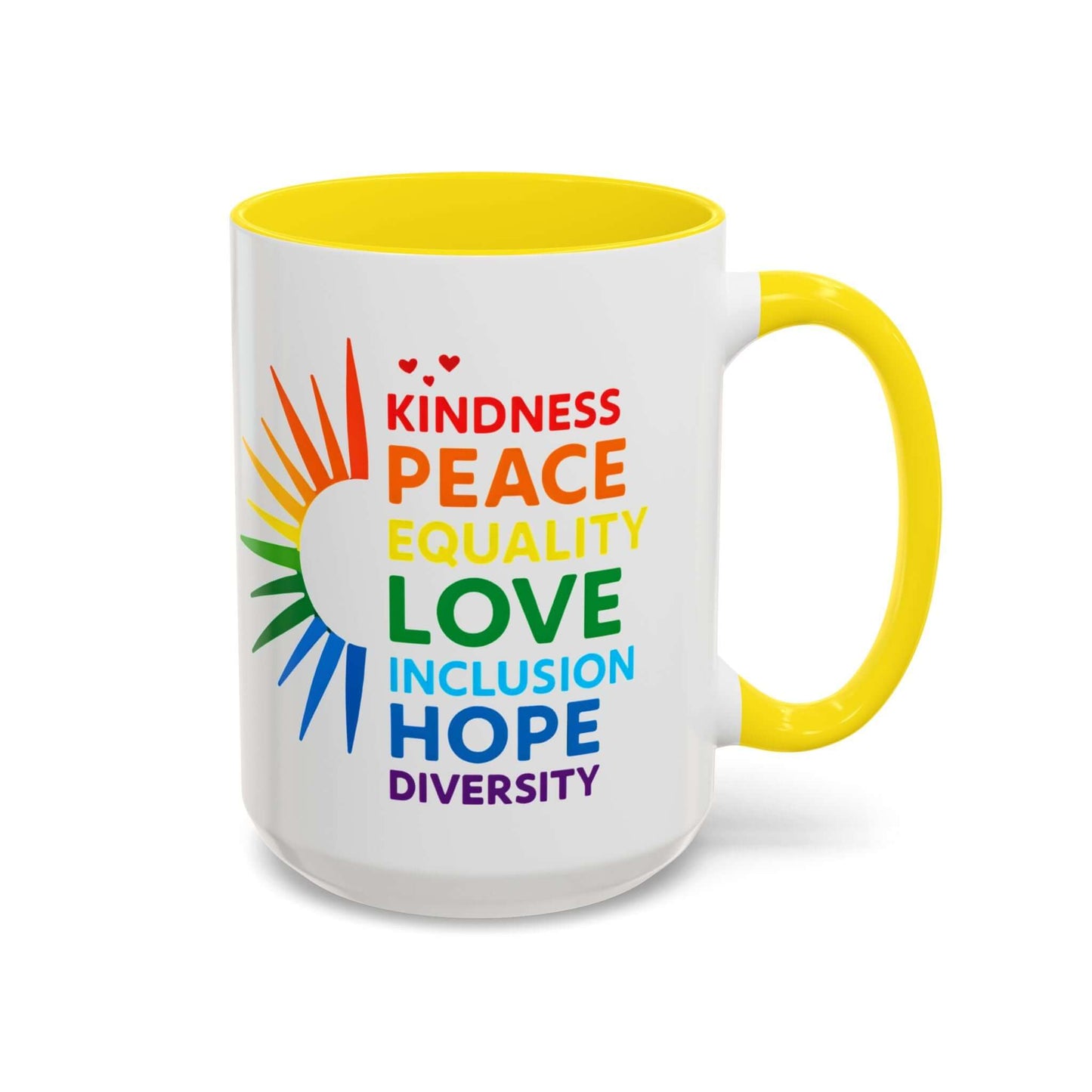 Colorful Affirmation Coffee Mug, Pride Month Mug, Kindness Love Peace, LGBT Mug, Gay Mug, Equal Rights Mug