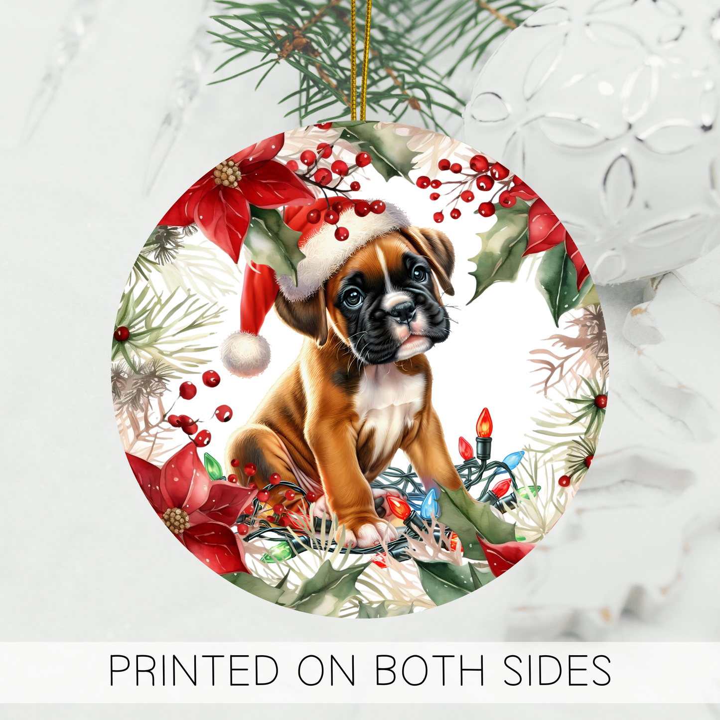 Boxer Holiday Ornaments, New Puppy Gift, Ceramic Ornament, Dog Remembrance, Christmas Ornament, Xmas Tree Ornament