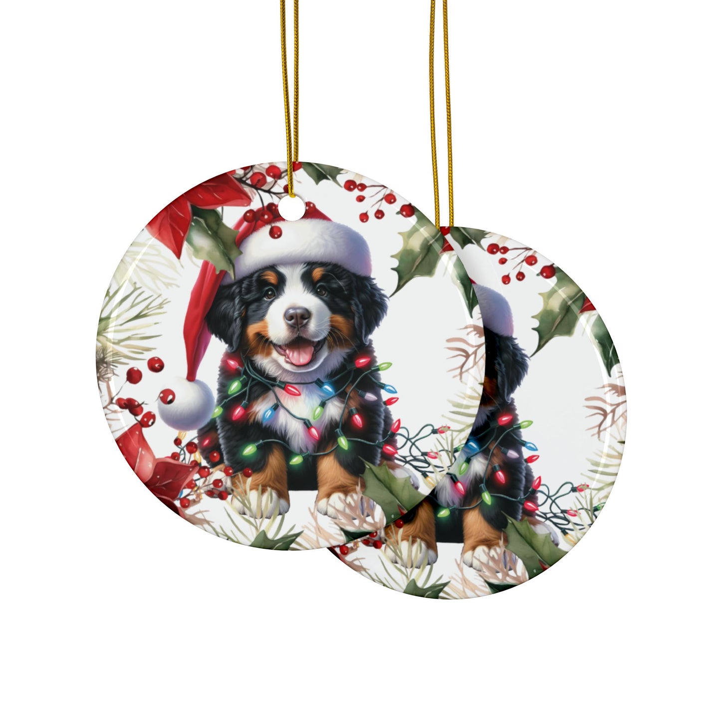 Bernese Mountain Dog Holiday Ornament, Berner Christmas Decoration, Burnese Mtn Dog Gift, Dog Lover Ornament