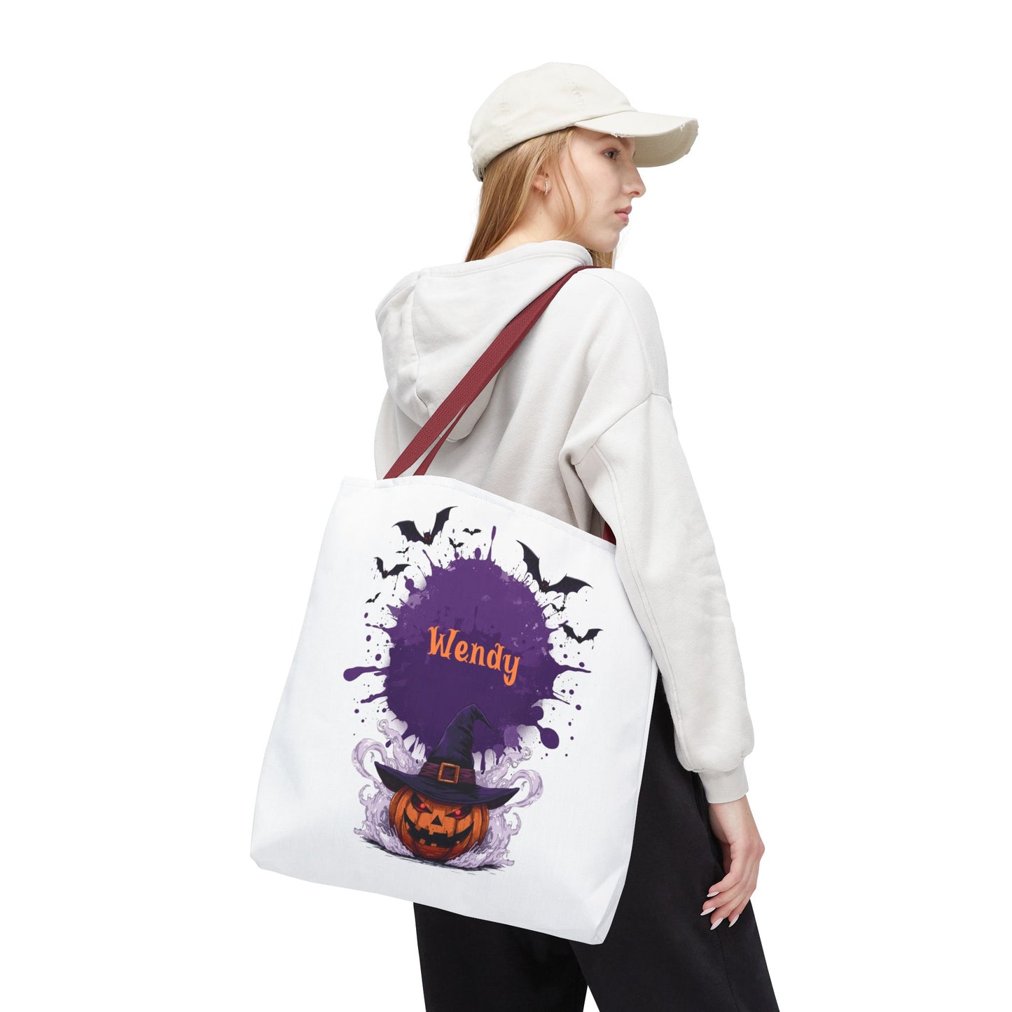 Custom Kids Halloween Trick or Treat Bag – Personalized Pumpkin Witch Hat Candy Tote – Children’s Halloween Gift, Reusable Candy Bag