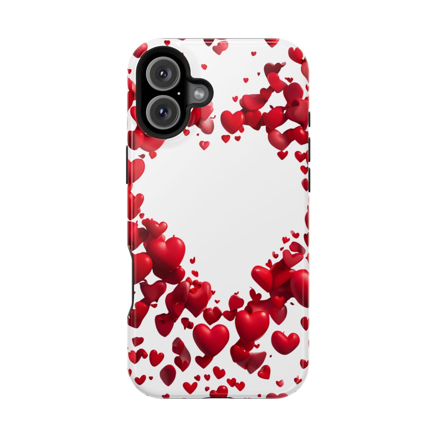 Heart-Shaped Heart Motif Magnetic Tough iPhone Case, Love Themed Phone Cover, Valentine's Day Gift, Romantic Phone Case