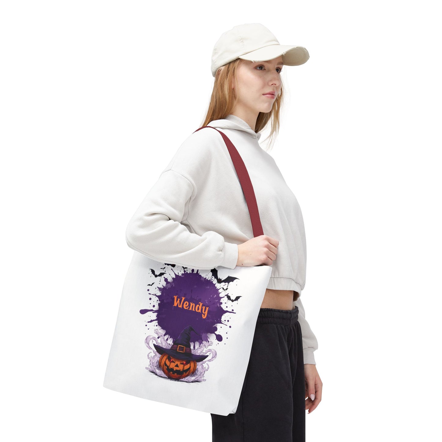 Custom Kids Halloween Trick or Treat Bag – Personalized Pumpkin Witch Hat Candy Tote – Children’s Halloween Gift, Reusable Candy Bag