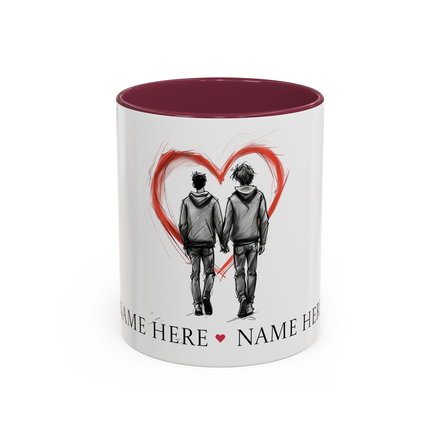Personalized Gay Couple Coffee Mug, Custom LGBTQ Gift, Same Sex Wedding, Anniversary, Valentines Day Gift for Boyfriend or Husband