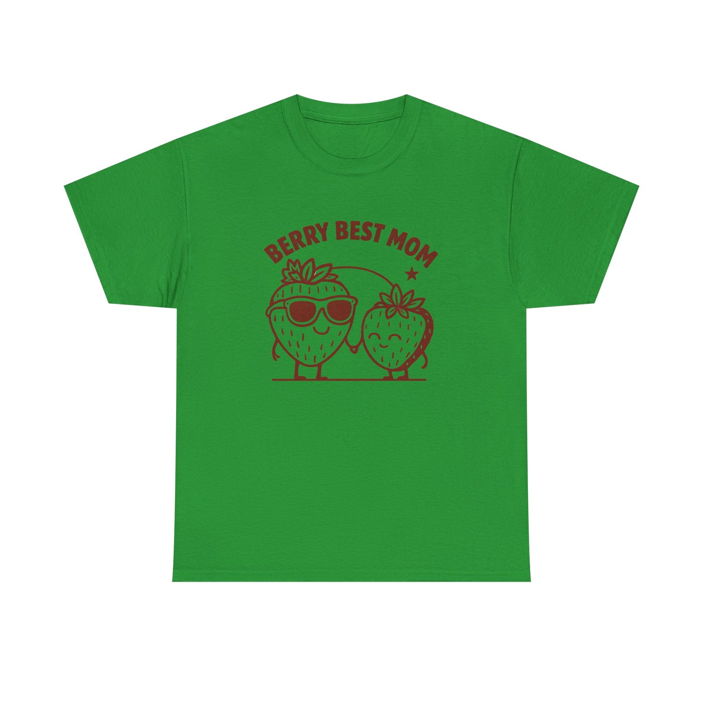 Berry Best Mom Heavy Cotton Tee, Cute Strawberry Design, Strawberry Shirt, 1st Mothers Day, Gifts for New Mom