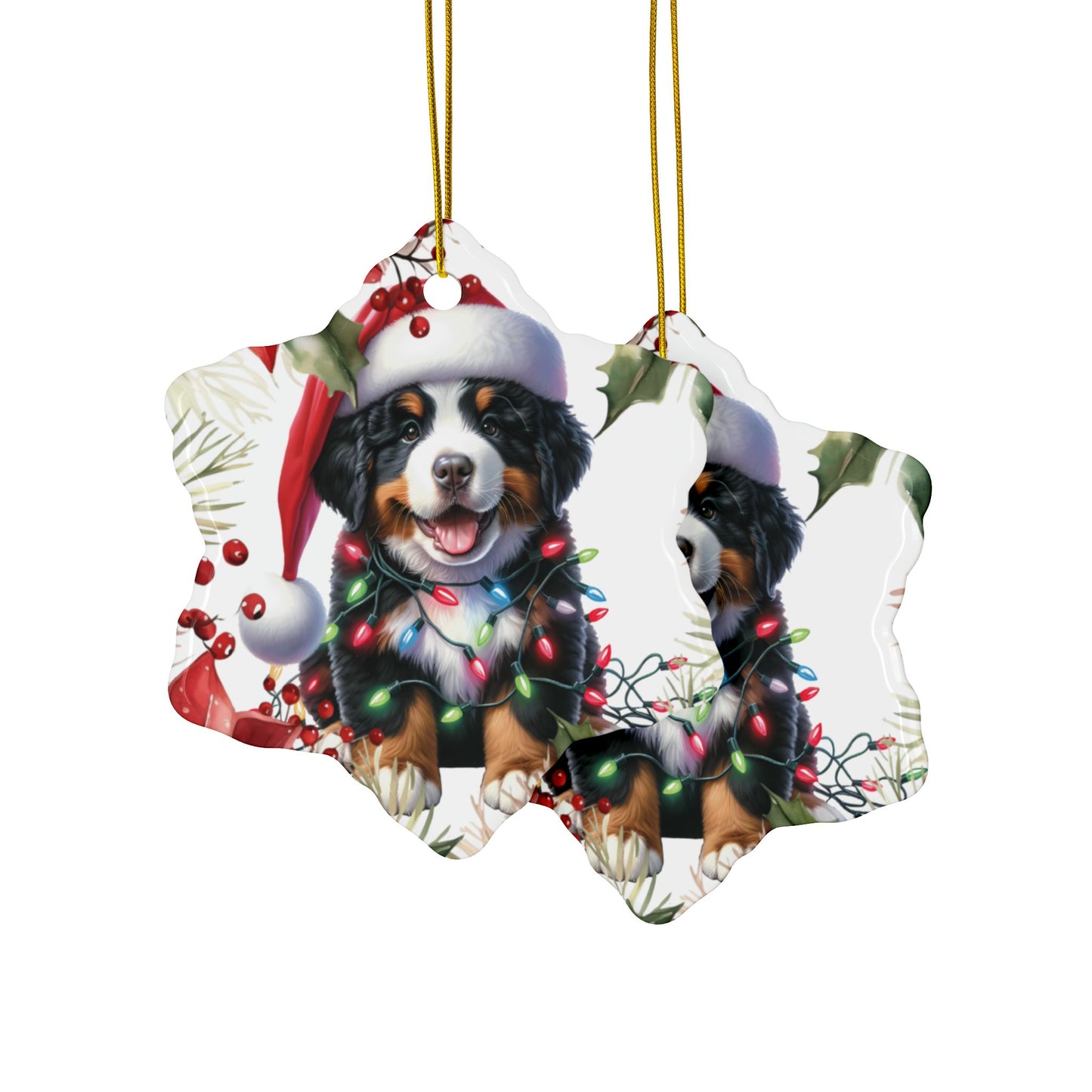 Bernese Mountain Dog Holiday Ornament, Berner Christmas Decoration, Burnese Mtn Dog Gift, Dog Lover Ornament