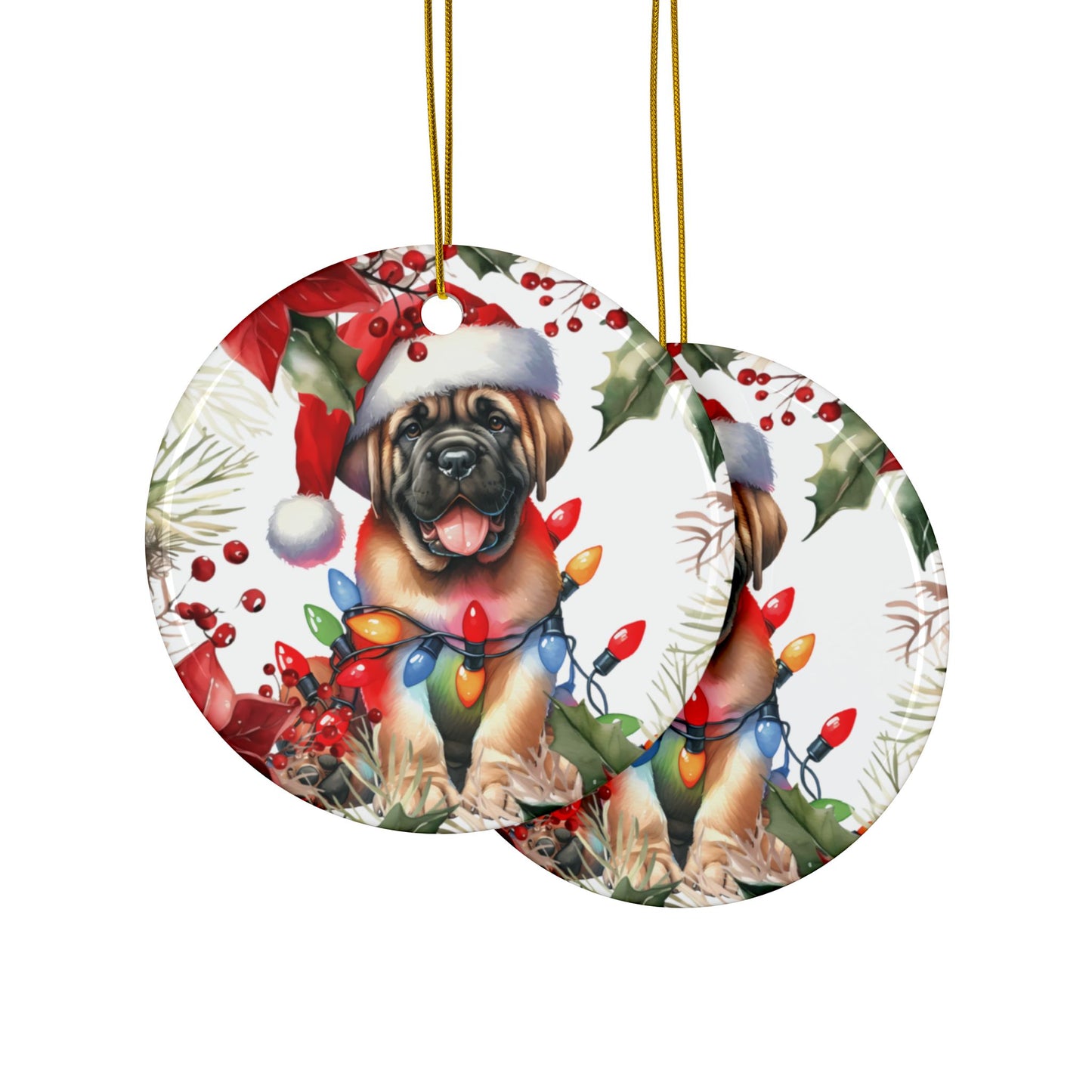 English Mastiff Holiday Ornaments, Mastiff Dog Christmas Ornament, Custom Dog Ornament, Gifts for Dog Lovers