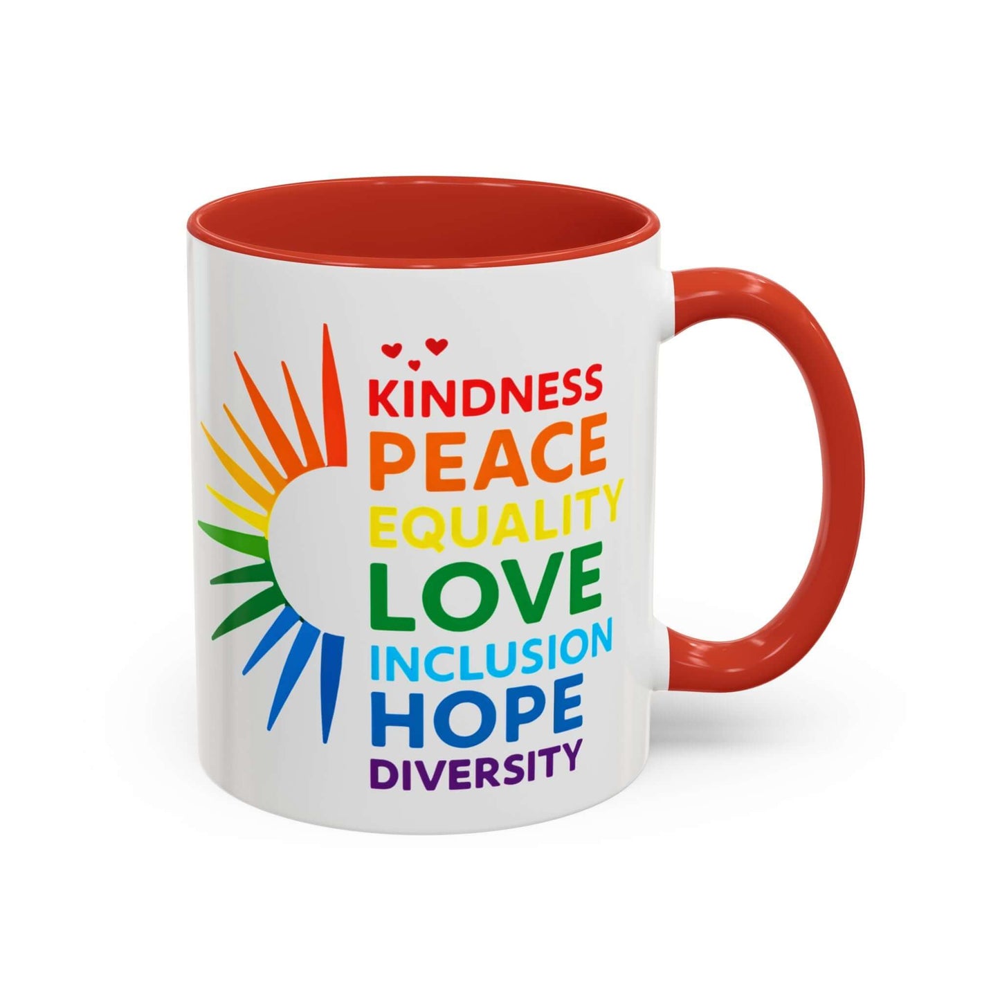 Colorful Affirmation Coffee Mug, Pride Month Mug, Kindness Love Peace, LGBT Mug, Gay Mug, Equal Rights Mug