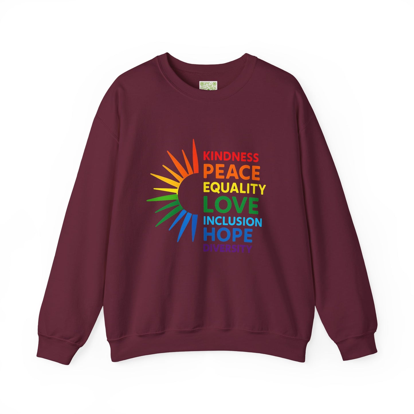 Pride Crewneck Sweatshirt, LGBTQ Sweatshirt, Kindness Peace Equality, Pride 2025, Pride Month Tee, Gay Rights, Inclusion Hope Diversity