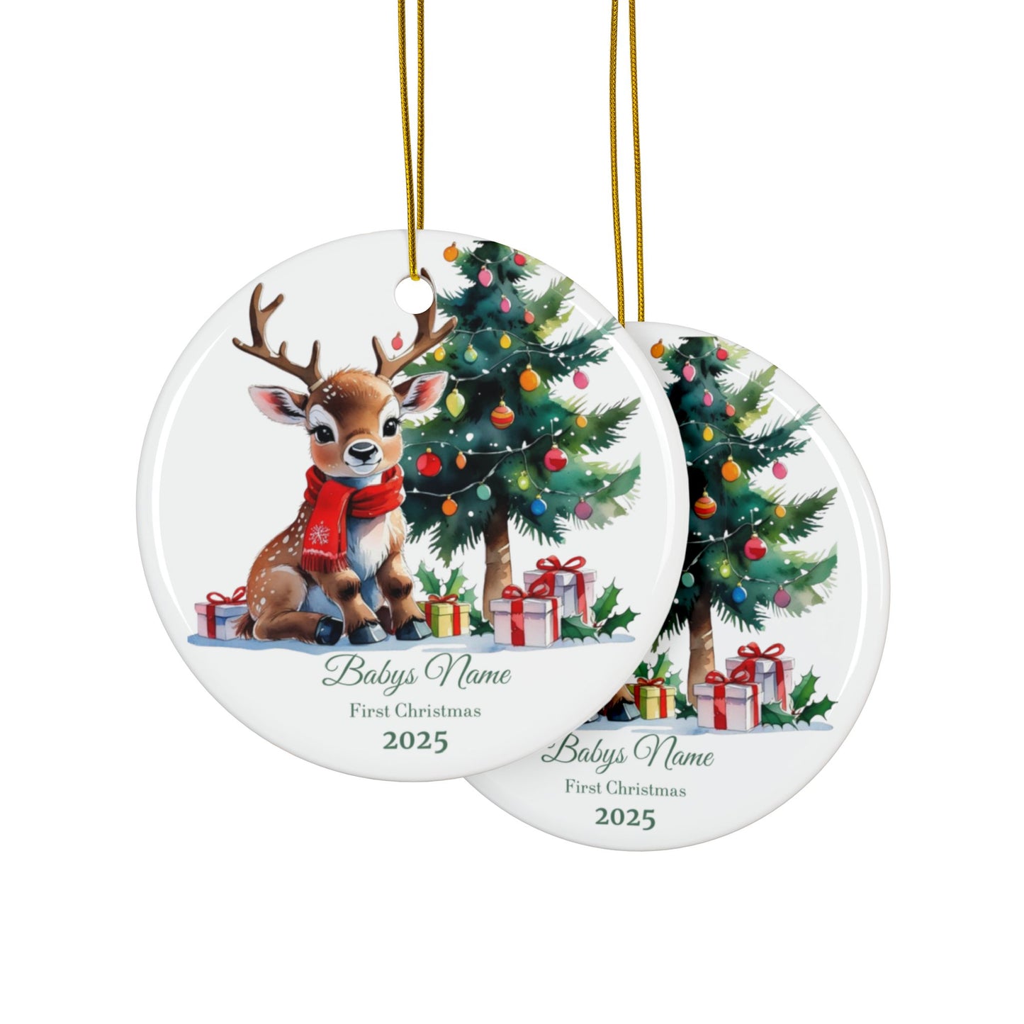 Custom Baby’s First Christmas Ornament 2025, Personalized Reindeer Keepsake, Baby Name Ornament, New Parent Gift, Family Tree Legacy