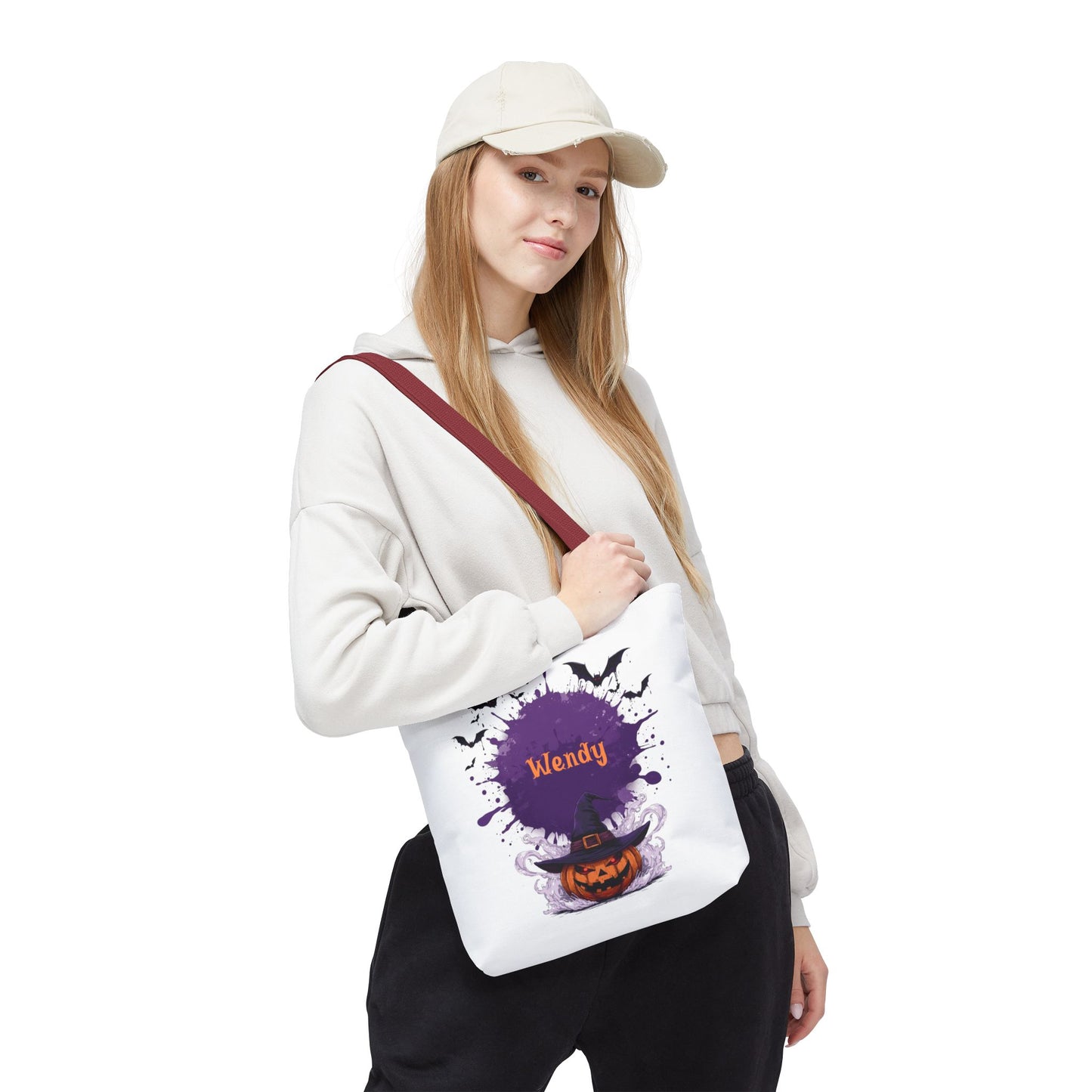Custom Kids Halloween Trick or Treat Bag – Personalized Pumpkin Witch Hat Candy Tote – Children’s Halloween Gift, Reusable Candy Bag