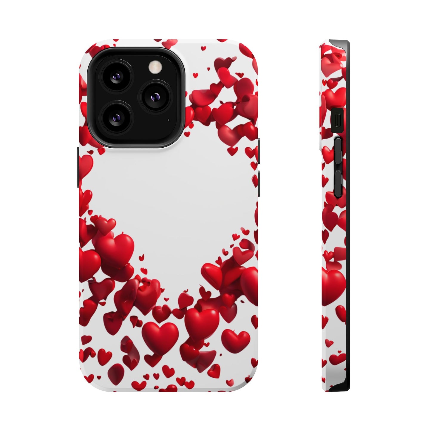 Heart-Shaped Heart Motif Magnetic Tough iPhone Case, Love Themed Phone Cover, Valentine's Day Gift, Romantic Phone Case