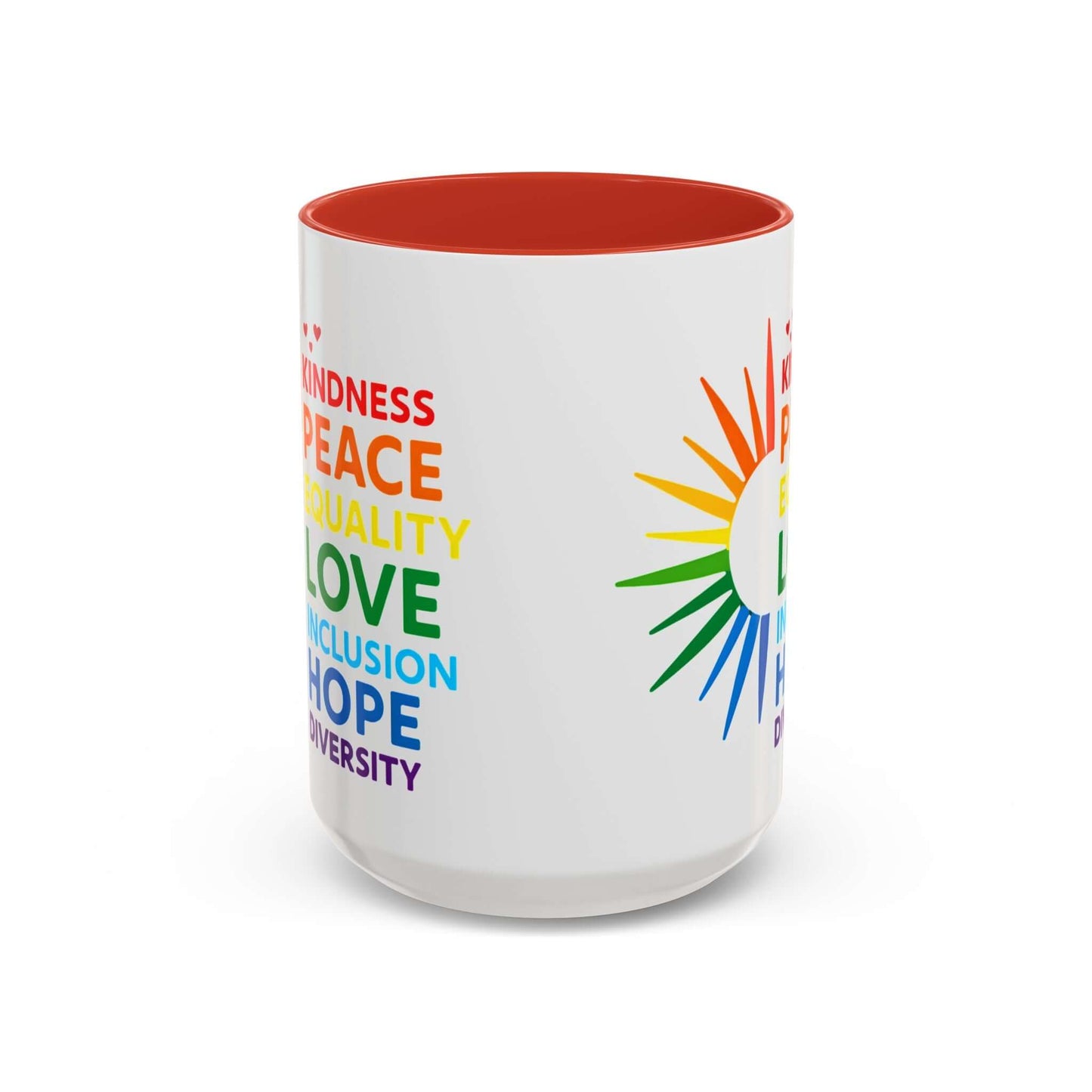 Colorful Affirmation Coffee Mug, Pride Month Mug, Kindness Love Peace, LGBT Mug, Gay Mug, Equal Rights Mug