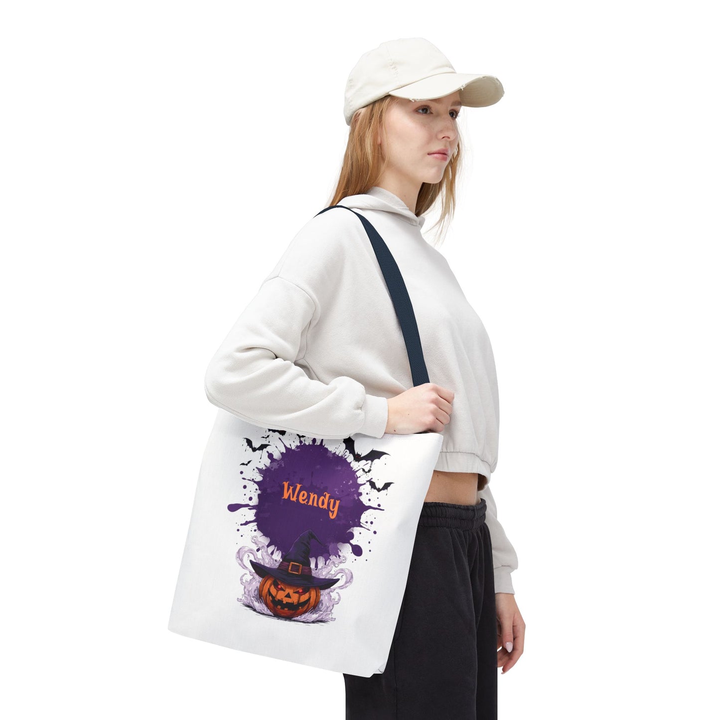 Custom Kids Halloween Trick or Treat Bag – Personalized Pumpkin Witch Hat Candy Tote – Children’s Halloween Gift, Reusable Candy Bag