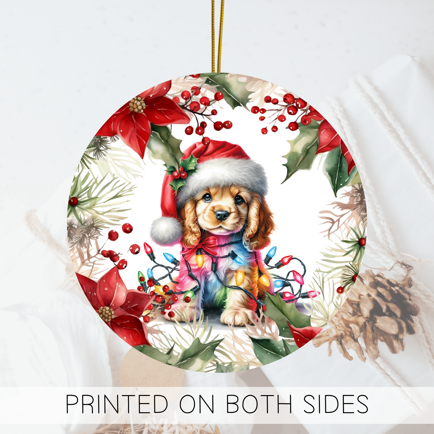 Cocker Spaniel Holiday Ornament, Custom Dog Ornament, Spaniel Ornament, Dog Lover Gift, Dog Mom, Christmas