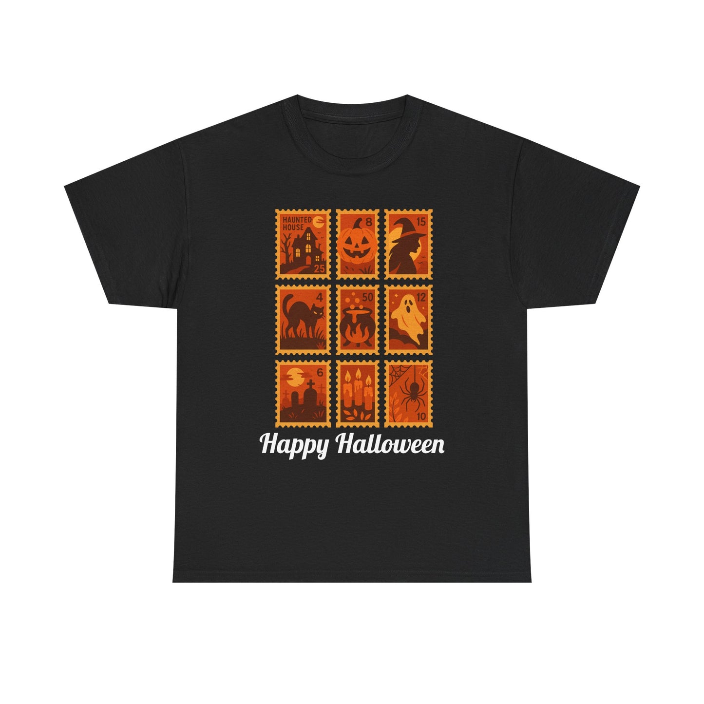 Halloween Postage Stamp Tee, Halloween Stamps Shirt, Stamp T-shirt, Spooky Halloween Tshirt, Gift For Her, Fall Fashion