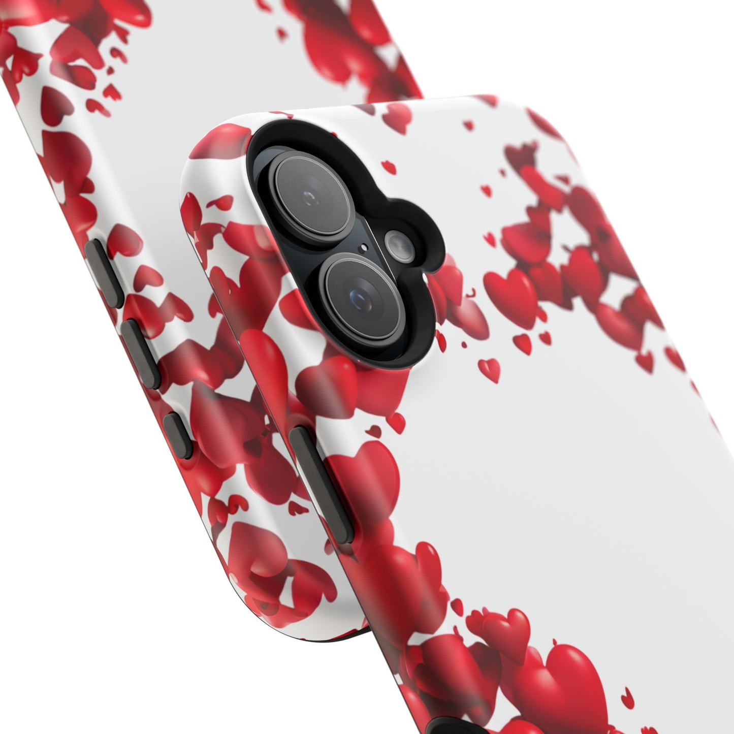 Heart-Shaped Heart Motif Magnetic Tough iPhone Case, Love Themed Phone Cover, Valentine's Day Gift, Romantic Phone Case