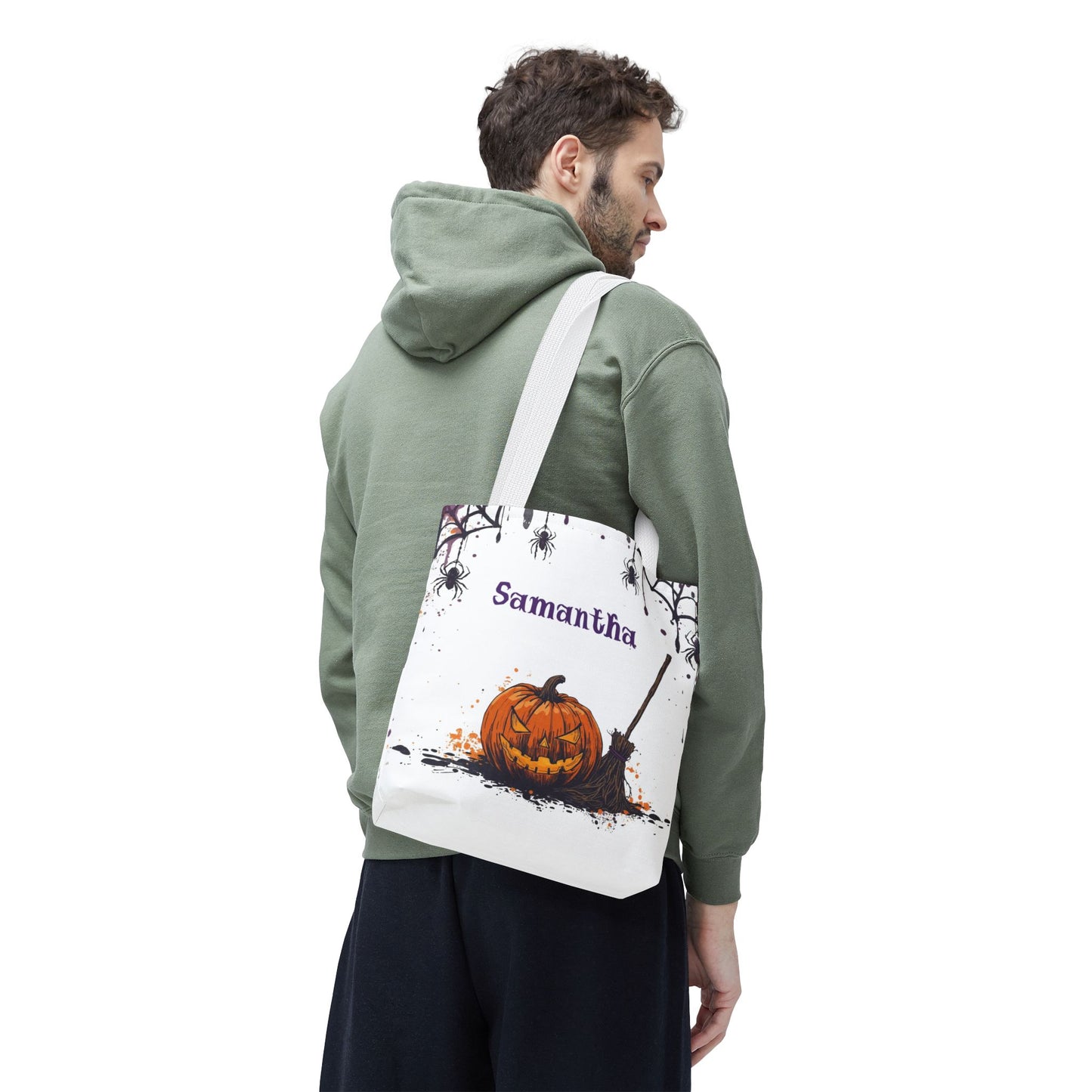 Custom Kids Halloween Trick or Treat Bag – Personalized Pumpkin Candy Tote Sack – Children’s Halloween Gift, Reusable Candy Bag