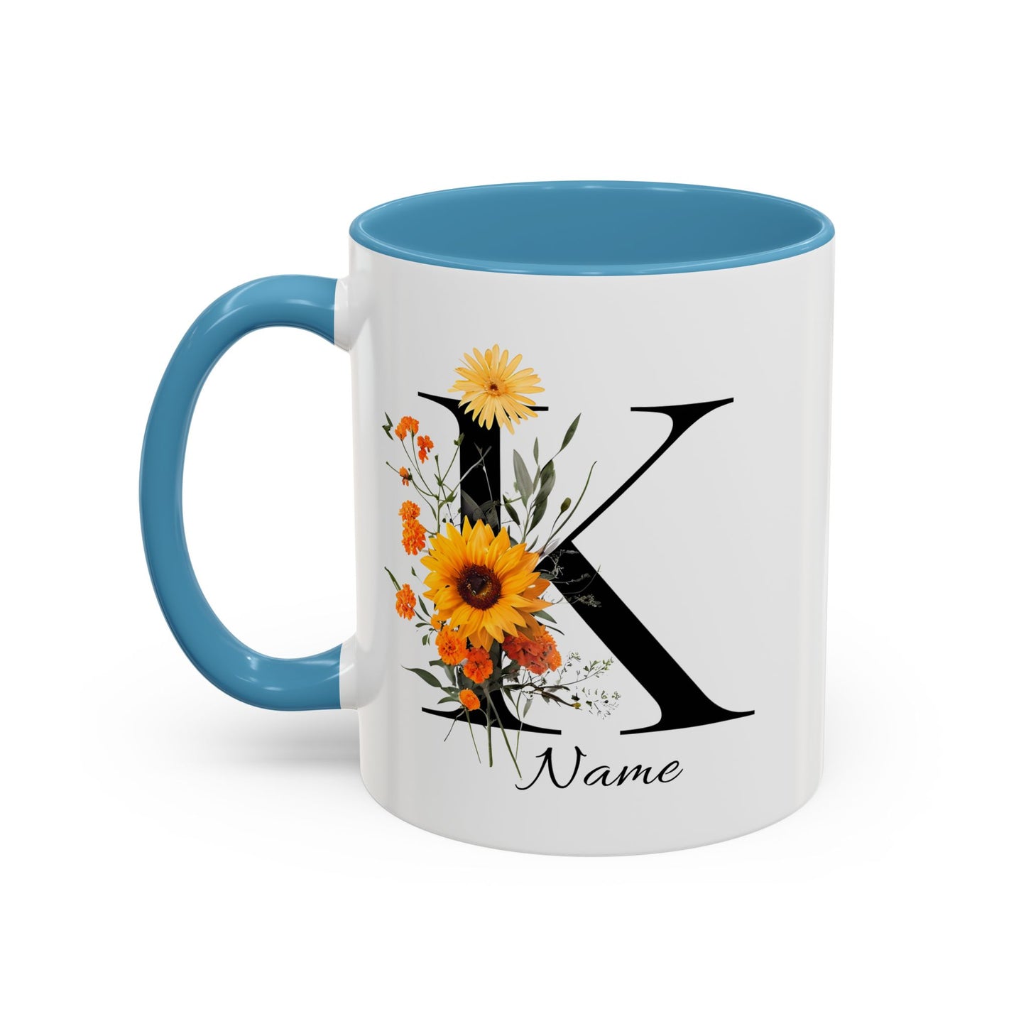 Personalized Floral Monogram - Letter K - Elegant Accent Coffee Mug – Personalized Mothers Day Gift